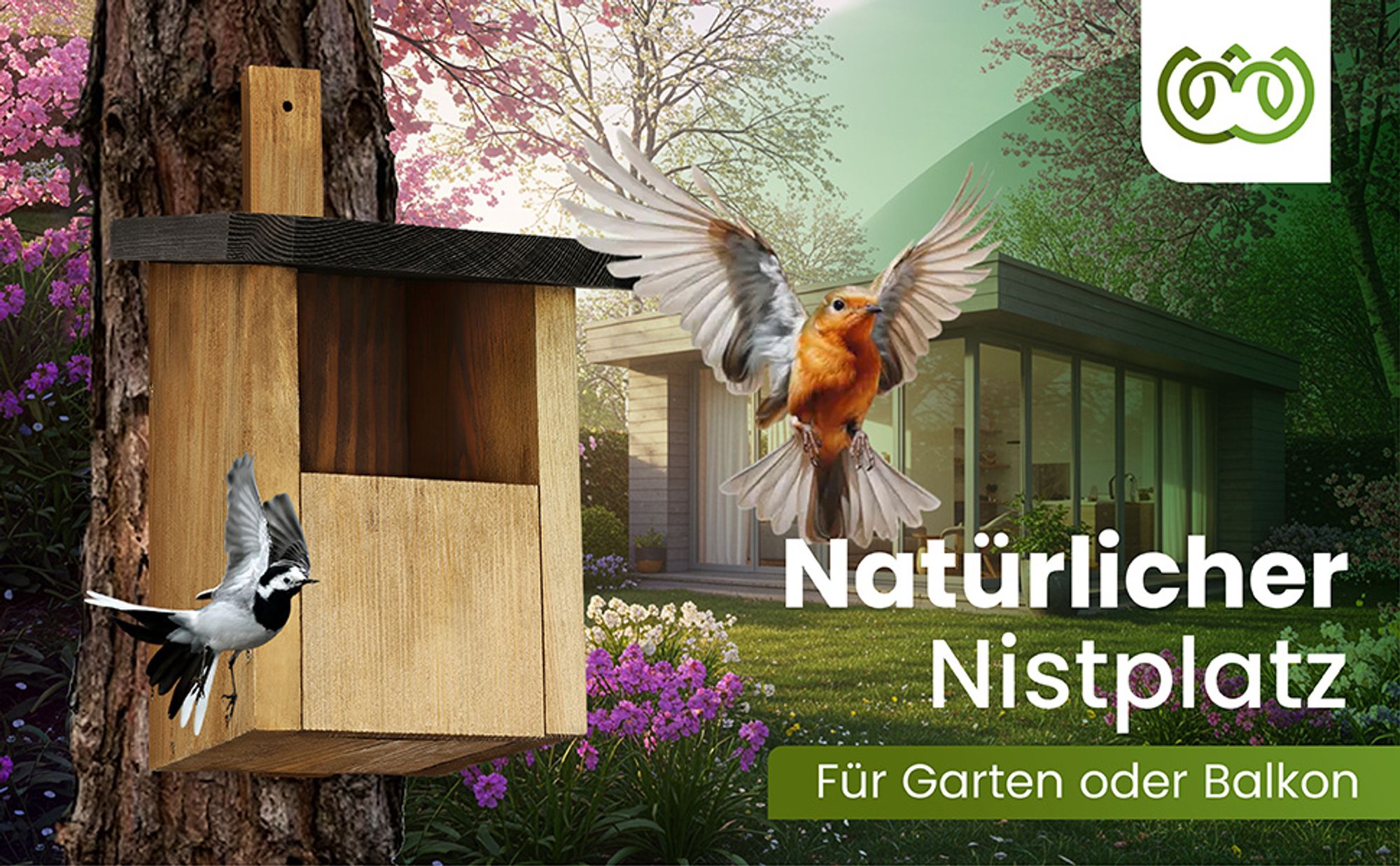 Waldfunk Nistkasten Halbhöhle für Rotkehlchen & Co. | Wetterfest & Massives Holz | Vogelhaus für Nischenbrüter | Einfache Aufhängung & Reinigung