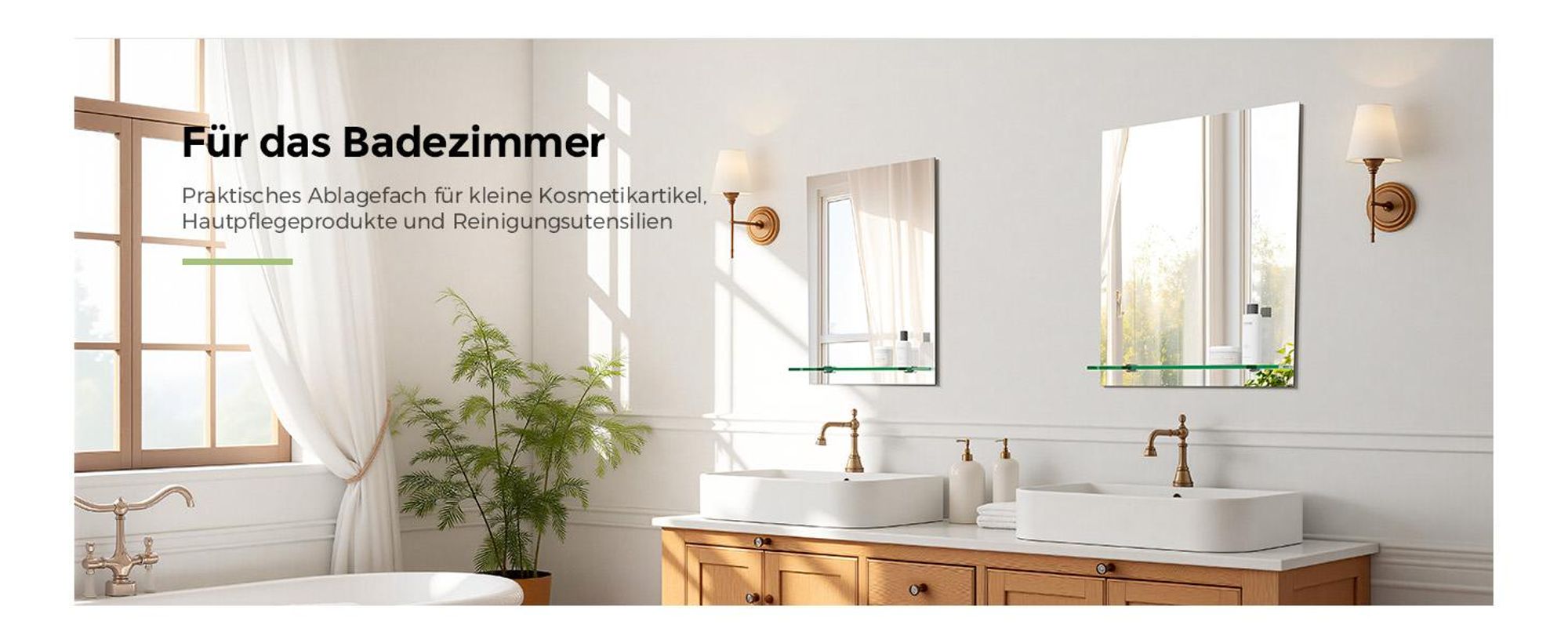S'AFIELINA Badspiegel mit Ablage 60 × 45 × 1,0 cm (H × B × T) Spiegel mit Ablage Badezimmer Spiegel Wandspiegel mit Regal