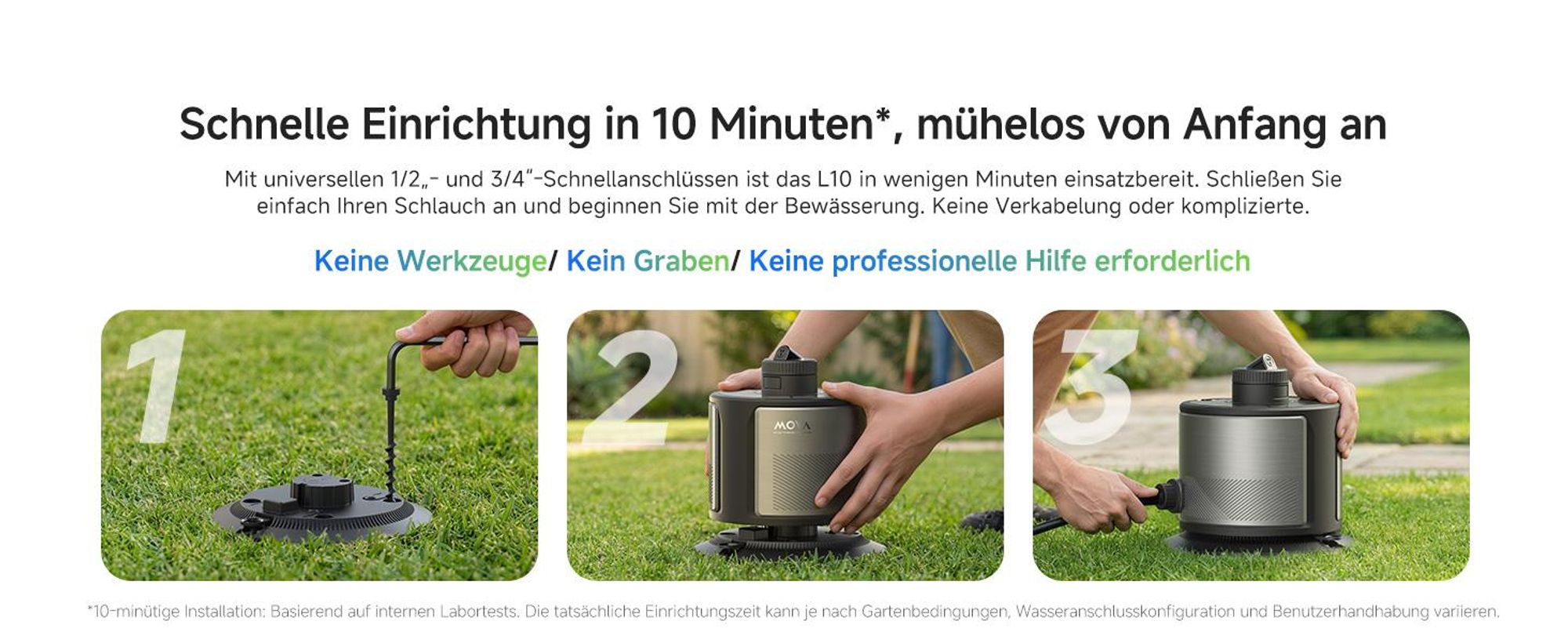 MOVA L10 Intelligenter Rasensprenger mit App & Solar, Automatische Gartenbewässerung WLAN, Regensensor, bis 500m²