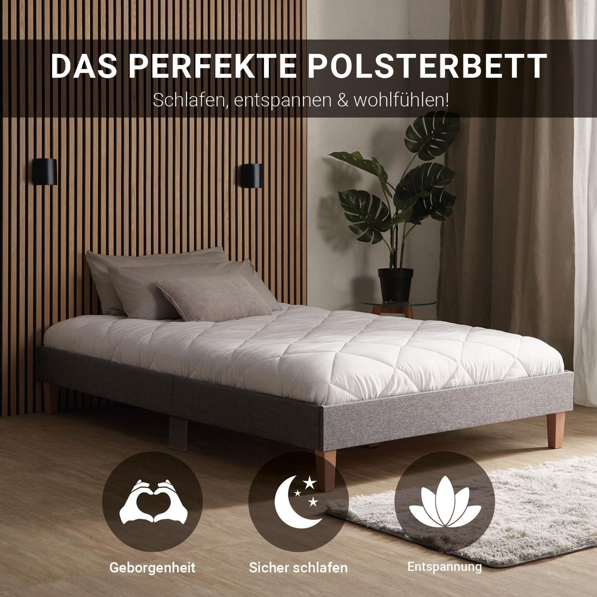 Das perfekte Polsterbett in 120-x200 cm inklusive Matratze.