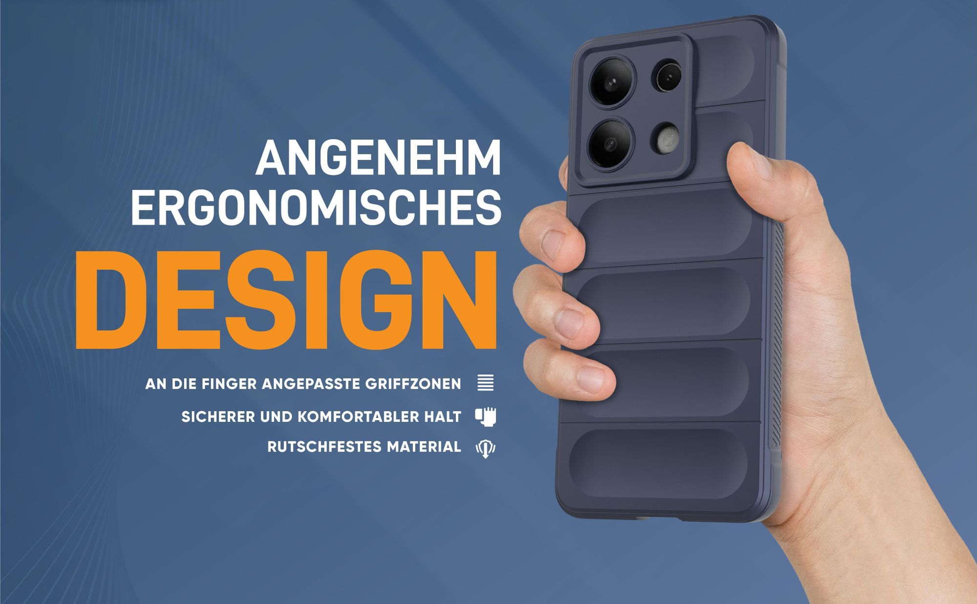 Blaue rutschfeste Hülle für Xiaomi Redmi Note 13 mit weichem Mikrofaser Inlay