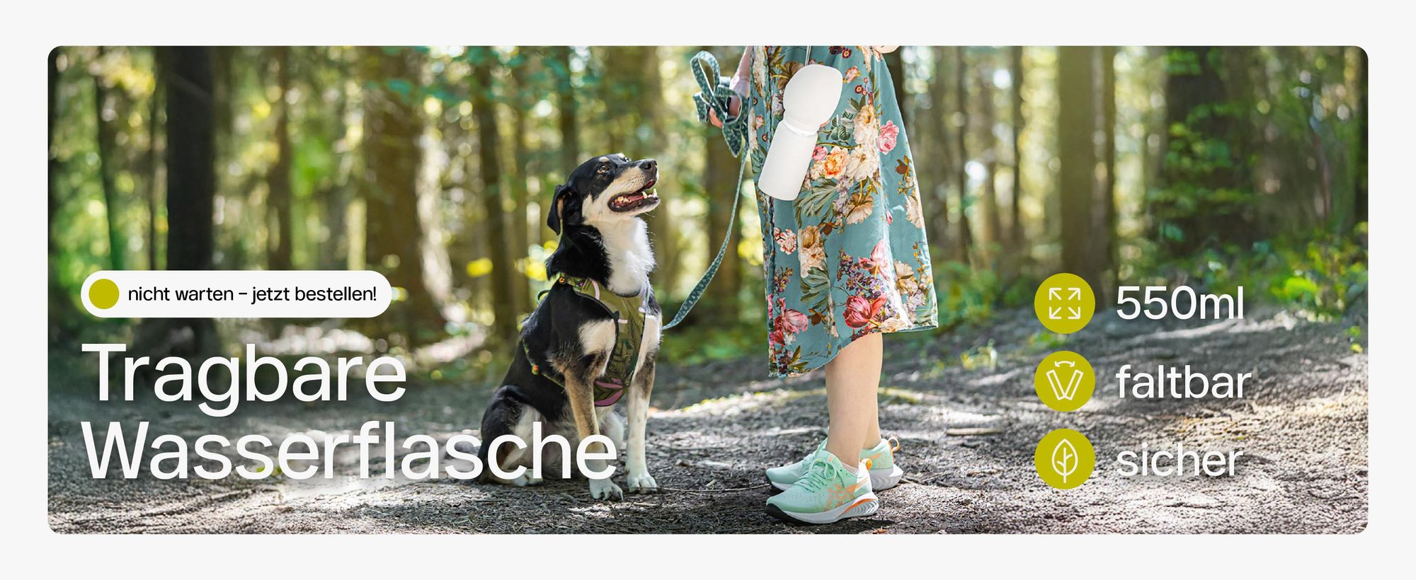 Trinkflasche Wasserflasche faltbar RAGI 550ml Silikon Napf Hunde Katzen Haustier unterwegs Reise auslaufsicher Wasserspender Camping Wandern