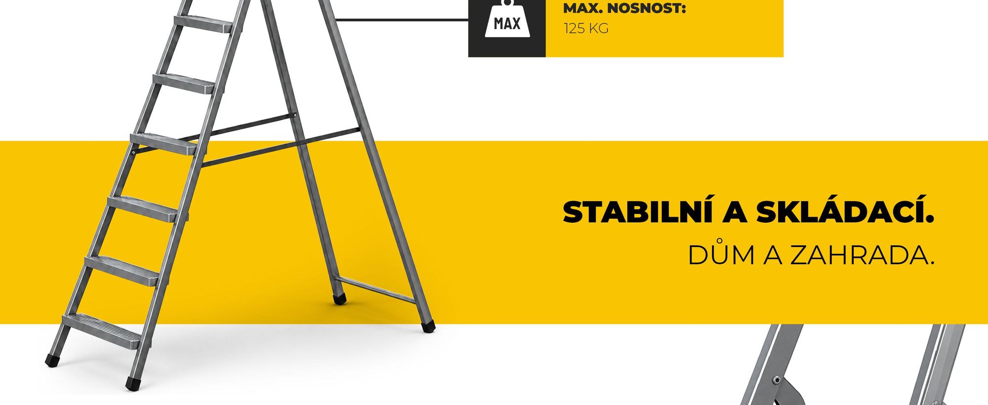 DRABEST | Ocelové žebříky – žebřík – domácí žebřík – žebřík s 5 stupni – skládací žebřík – ocel – univerzální – do 125 kg