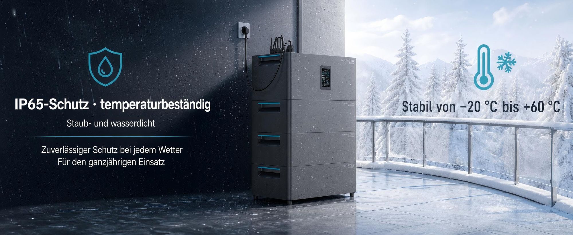 MARSTEK Jupiter C Plus 2,56kWh Balkonkraftwerk Speicher, All-in-One Solarspeicher, Plug-in Batterie, 4 MPPT, IP65