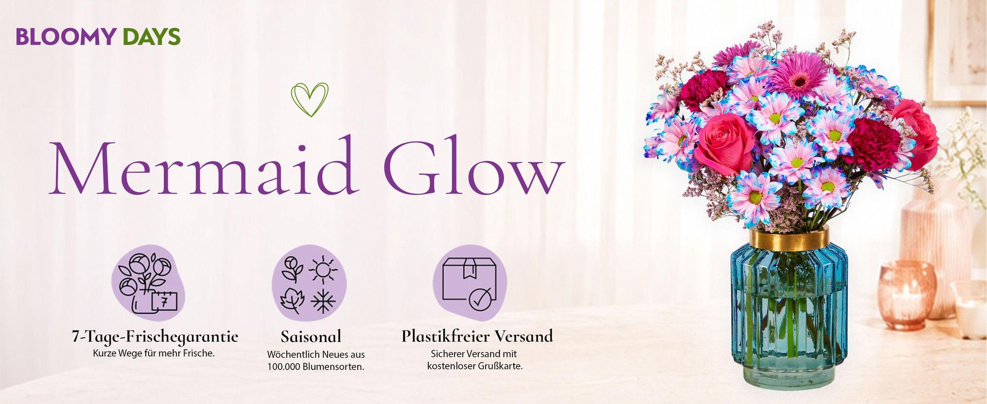 Blumenstrauß Mermaid Glow | Geschenk - frische Blumen | Blumenversand von BLOOMY DAYS