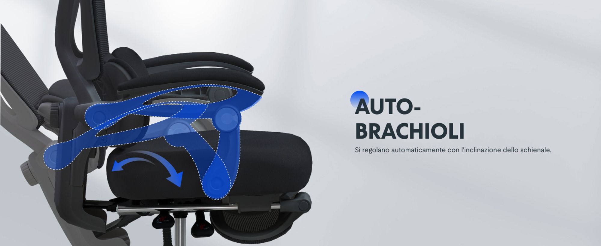 Sedia da ufficio ergonomica FLEXISPOT con poggiatesta 3D, supporto lombare regolabile, funzione dondolo 90-135°, braccioli di collegamento, poggiapiedi, 136 kg nero