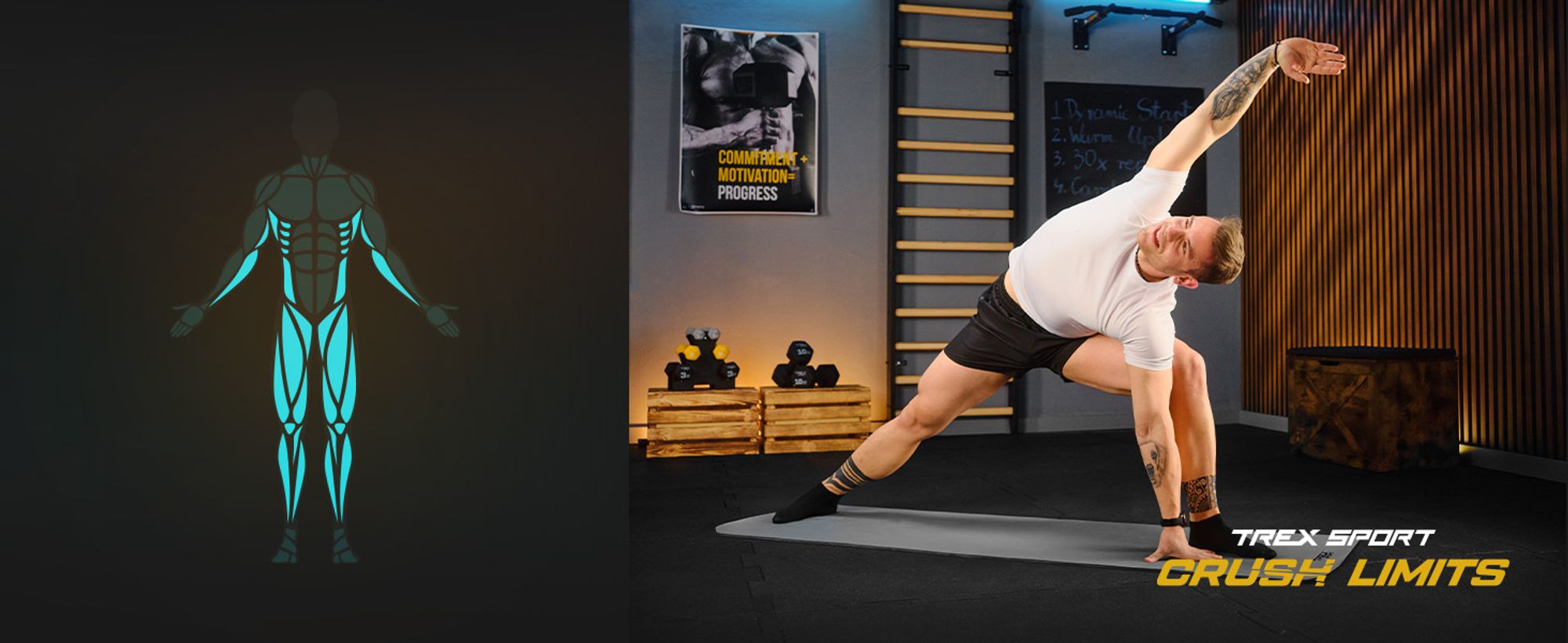TREX SPORT Gymnastikmatte Fitnessmatte TX-018NGM | Yogamatte Pilates 180×60×1cm | Trainingsmatte rutschfest, wasserdicht, Tragegurt | Sportmatte grau