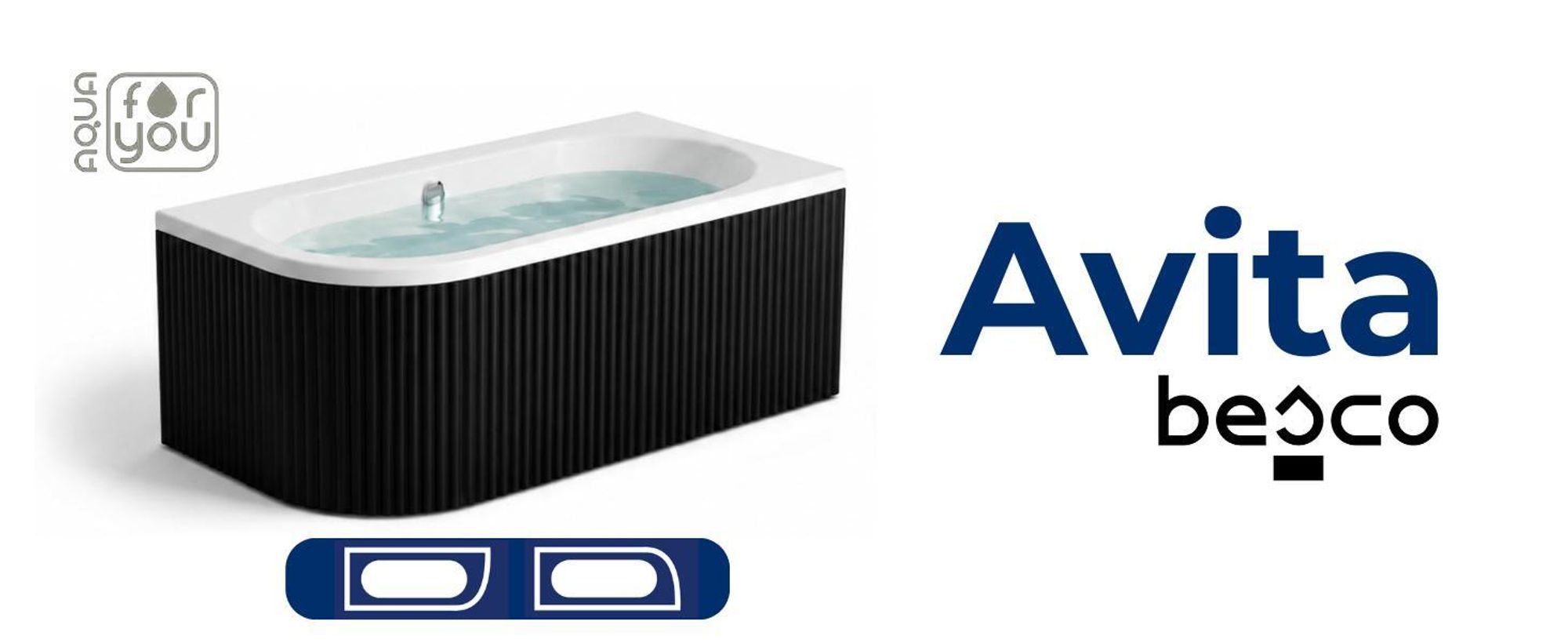 AQUA for you | Badewanne - BESCO AVITA - Eckbadewanne - 150x75 cm - RECHTS - Schwarz - mit Schürze, Füßen, Ablaufgarnitur, Rechteck Badewanne