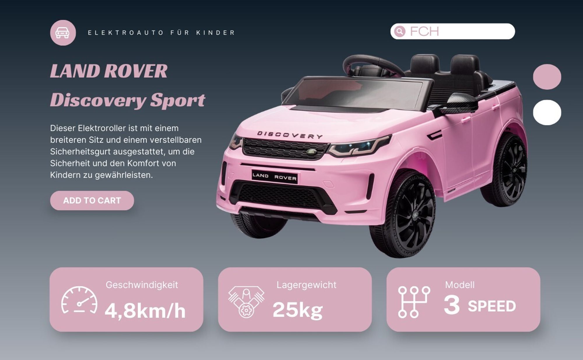 12V 4.5A.h LAND ROVER Discovery Sport Elektroauto Kinderauto,mit 2,4G Fernbedienung, LED Scheinwerfer, MP3, Hupe und Musik, Rosa