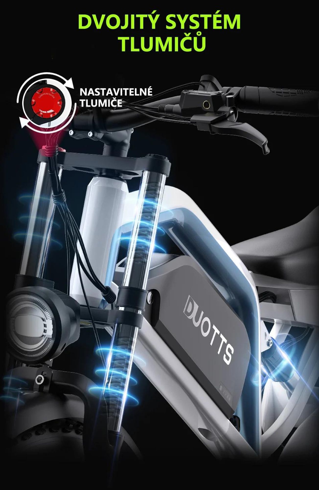 Duotts N26 Elektrokolo - Motor 750W*2 Baterie 48V20AH 26*4.0 Palce Pneumatiky Hydraulické Brzdy - Bílo modré