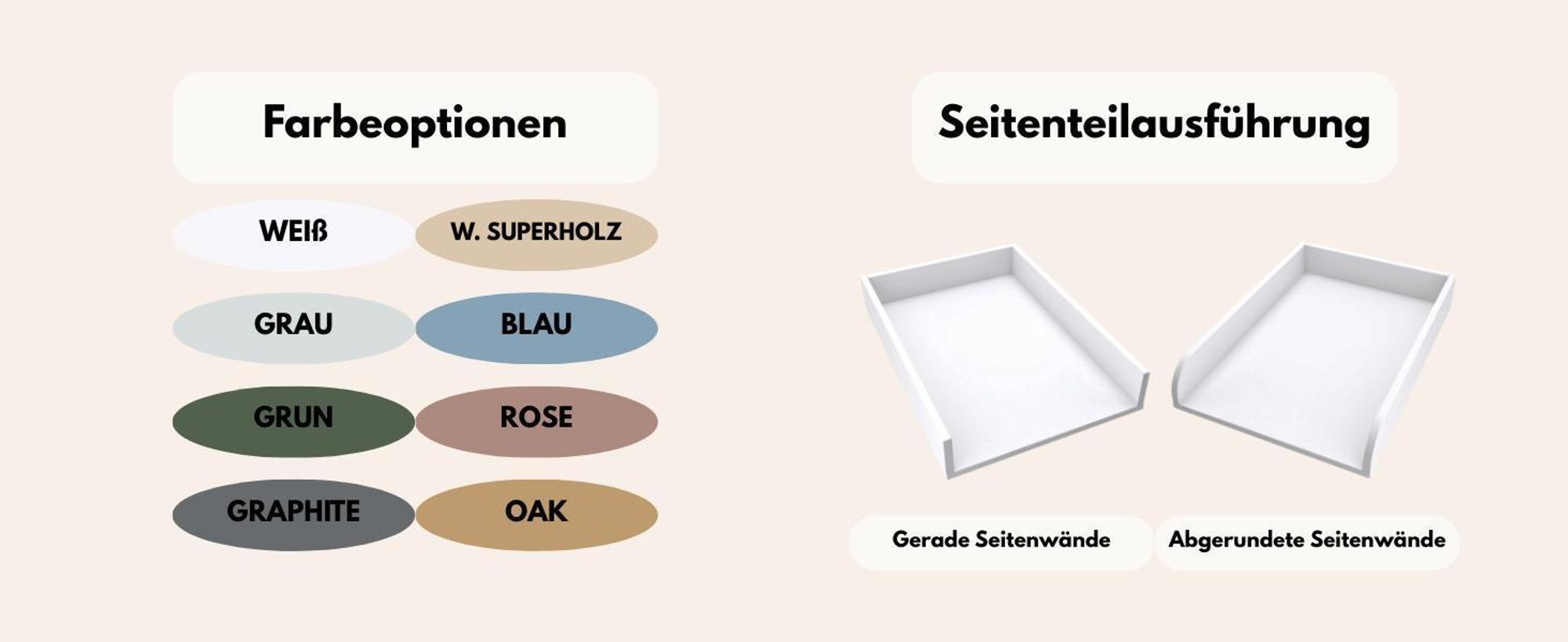 regalik Wickelaufsatz Universal, Wickeltischaufsatz für Kommoden in beliebiger Breite, Abnehmbar Wickelkommode aufsatz, Abgerundeten Frontplatten, Oak, 72cm x 54cm