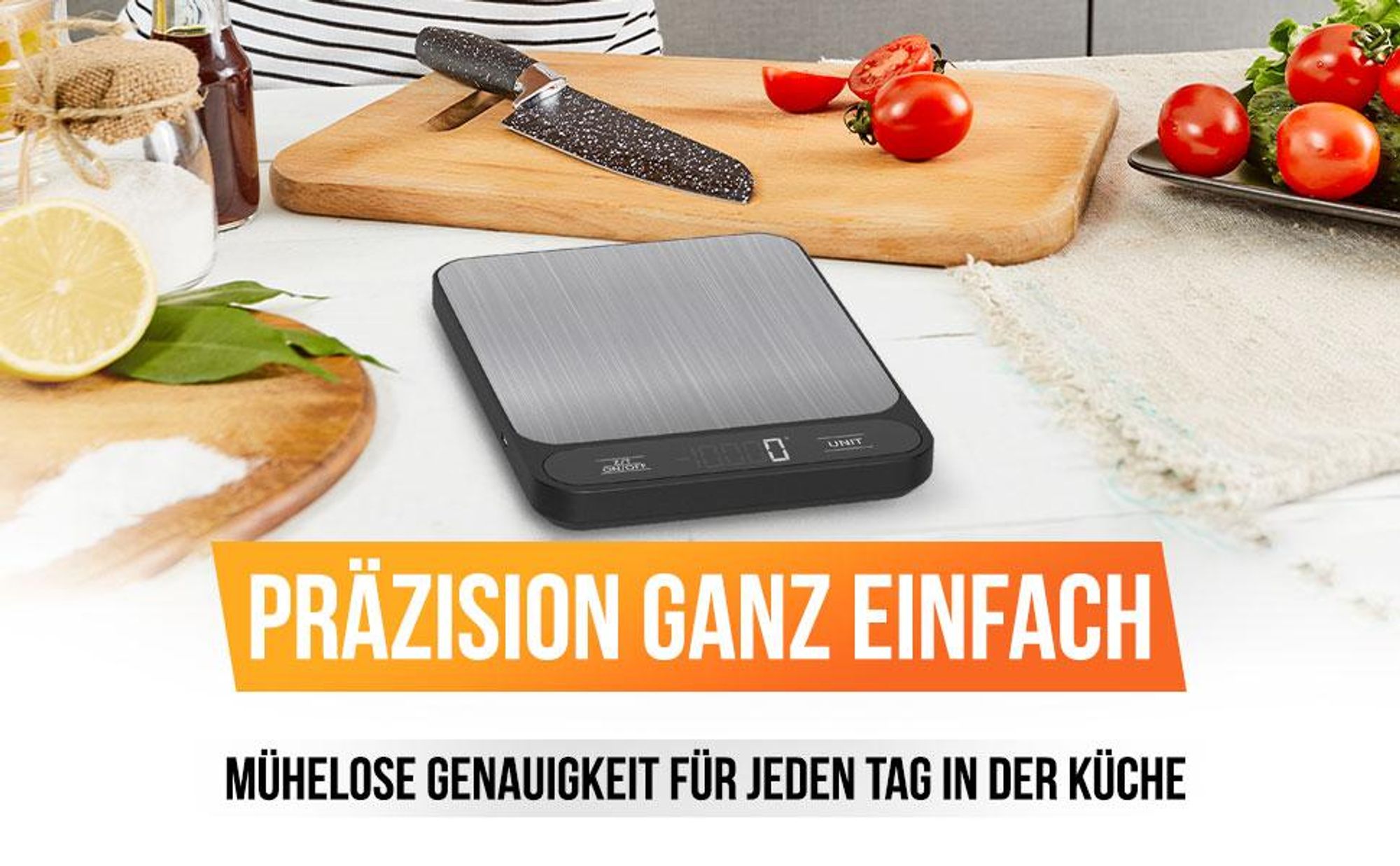 Strex Küchenwaage Digital - Küchenwaage - 1g bis 10kg - Tara-Funktion - Inklusive Batterien - Edelstahl/Schwarz
