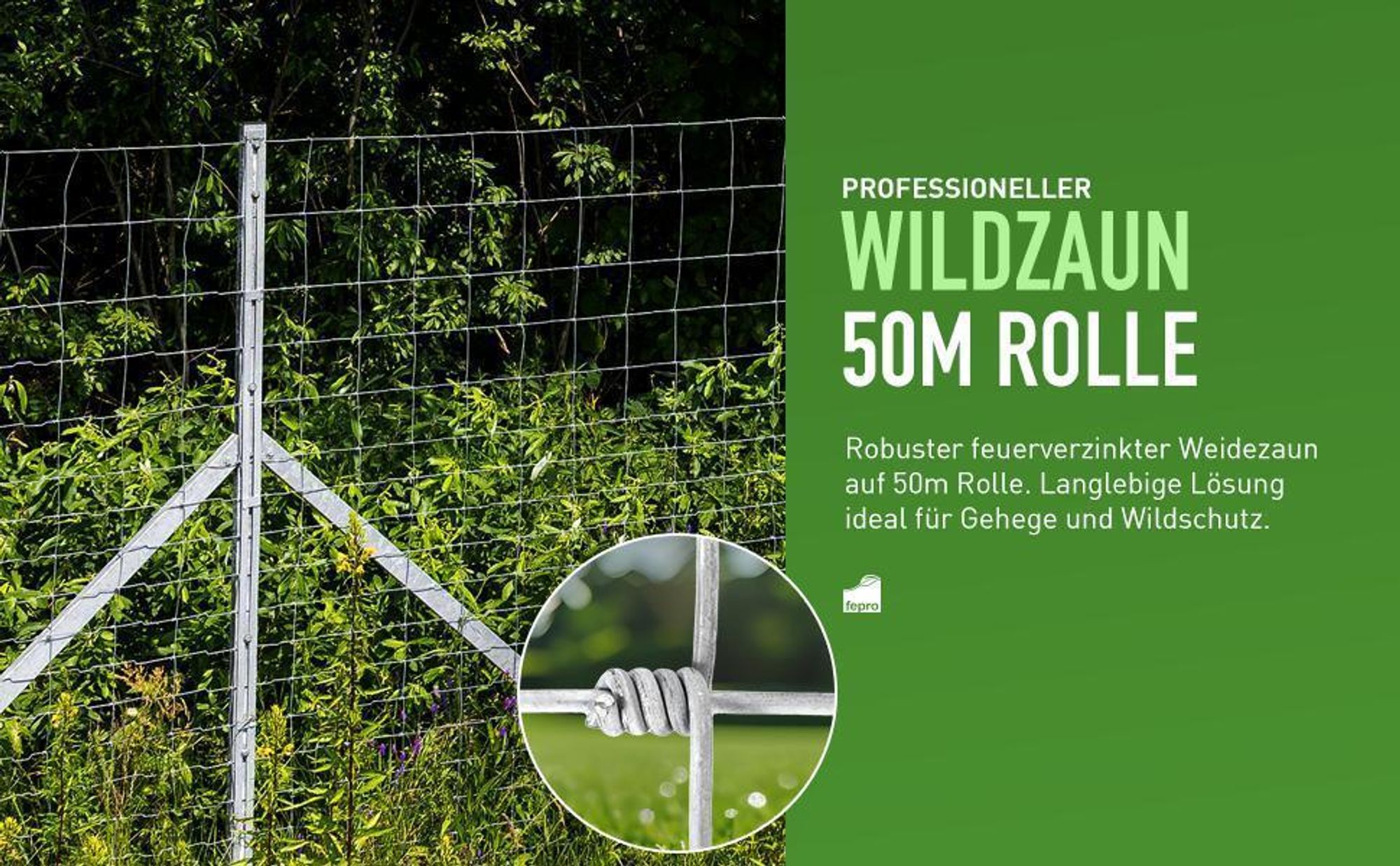 Wildzaun 100/10/30 50m Gartenzaun, Wildzaun, Weidezaun, Forstzaun, Drahtzaun, Knotengeflecht, STARK GEGEN Hirsche, Rehe, Wildschweine, Dachse, Hasen & mehr Wildtiere & Schadtiere