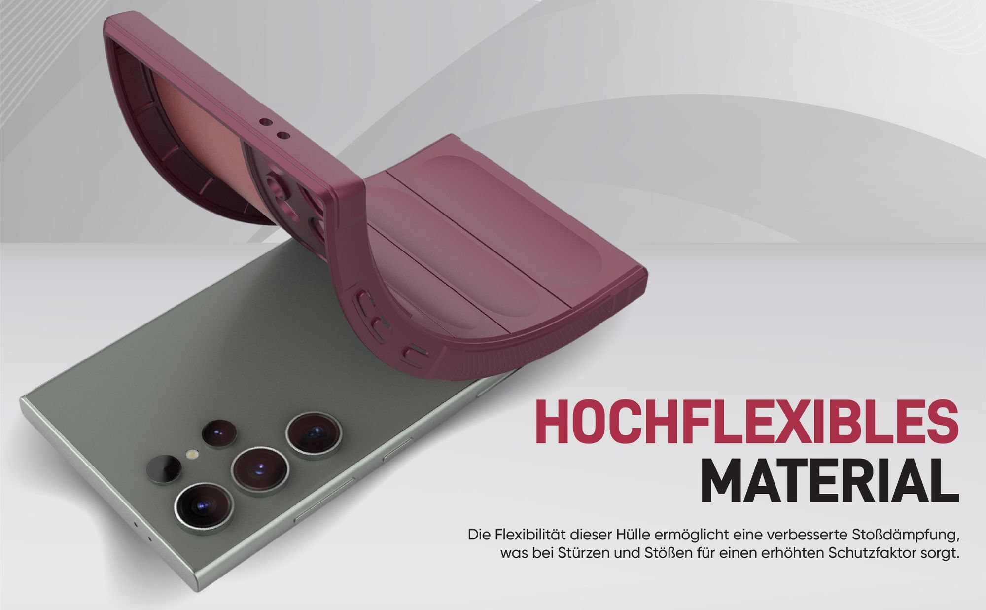 Stoßfestes und flexbiles Handy Case mit Griffzonen in Lila für Samsung Galaxy S24 Ultra