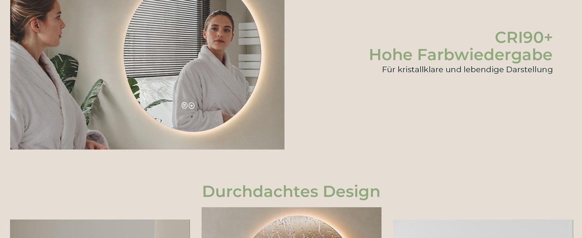 S'AFIELINA LED Badspiegel Rund Badezimmerspiegel Wandspiegel mit Touch-Schalter,3 Lichtfarbe 3000/4000/6500K 70 cm
