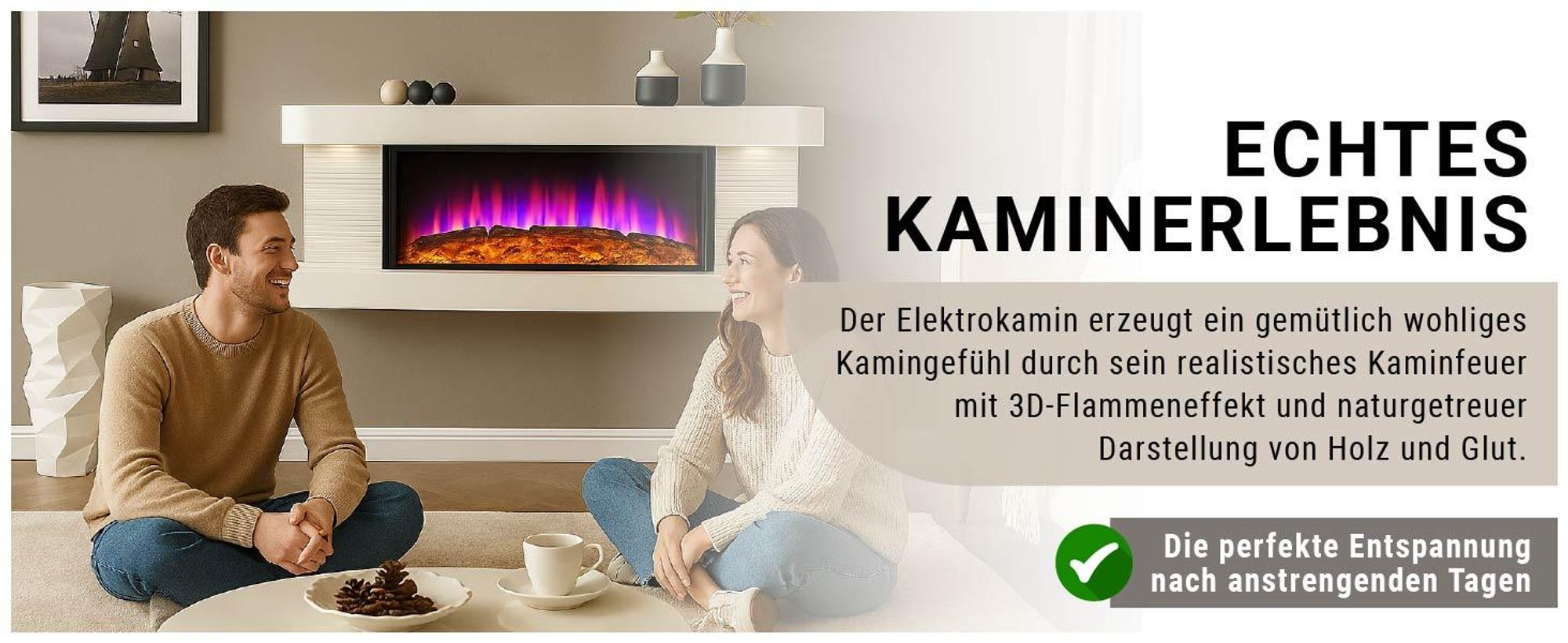 Elektrokamin BALDERIA Lumina - Wandkamin - Weiss