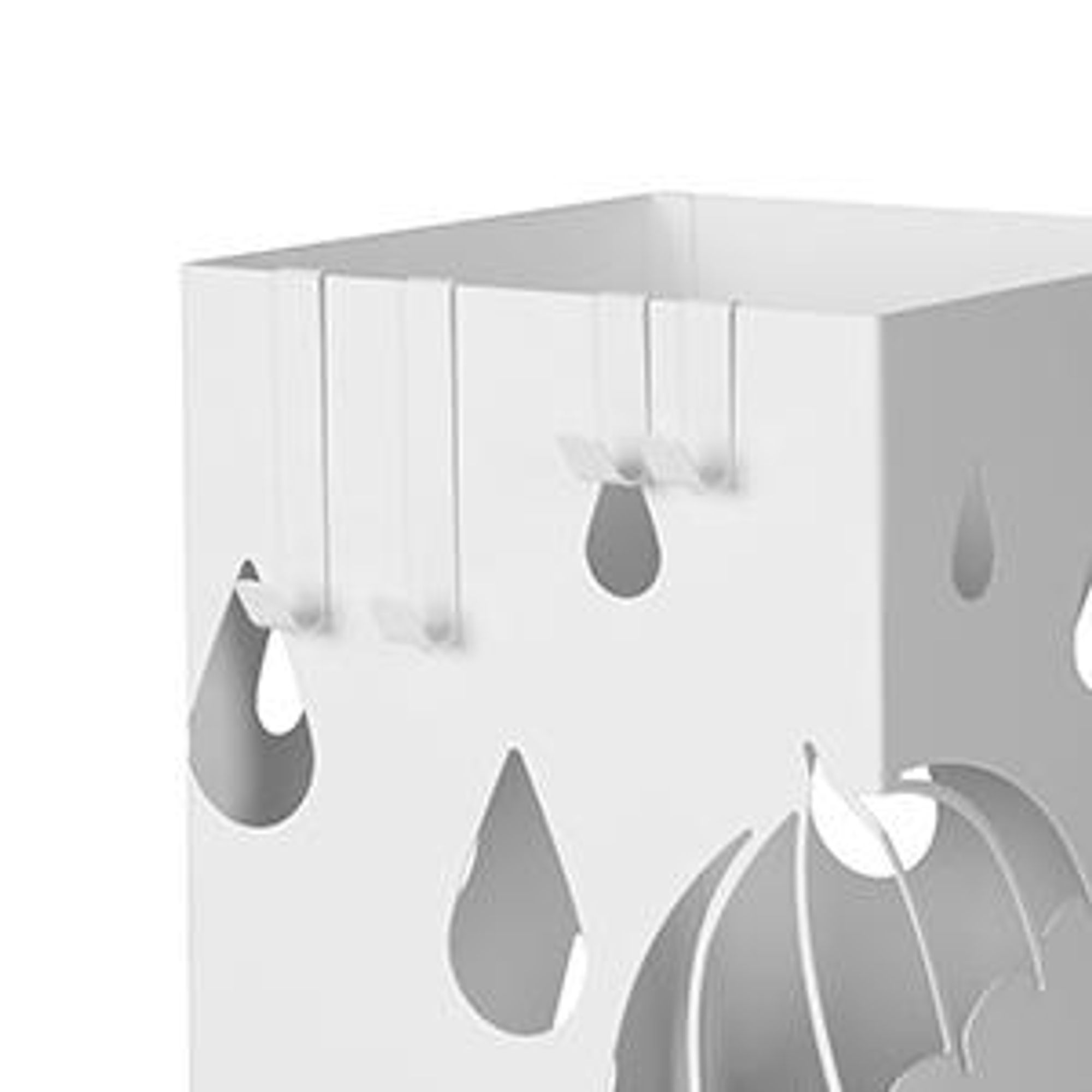 Regenschirmständer mit 2 Haken weiß Metall rechteckig Ø15,5 × 49 cm Regenschirm werden verschenkt Wasserauffangschale SONGMICS LUC49W