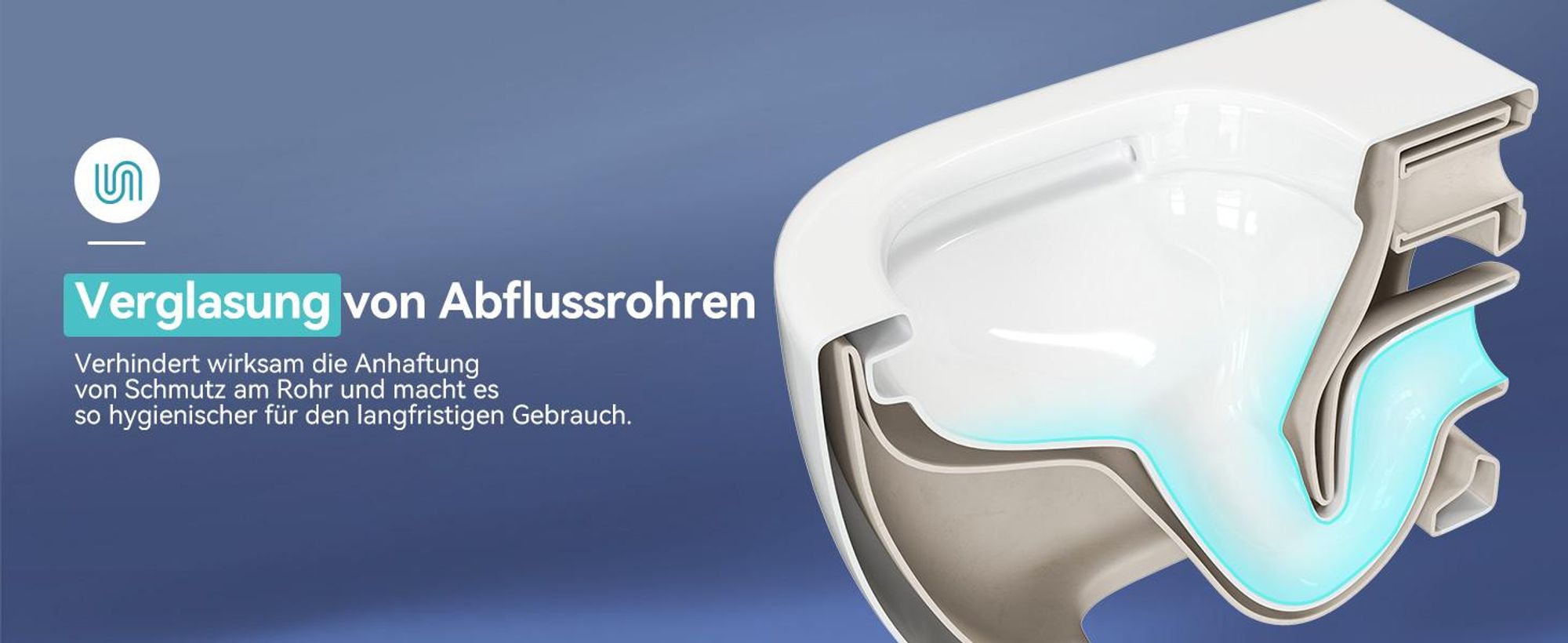 Verglasung von Abflussrohren kann wirksam die Anhaftung von Schmutz am Rohrund verhindern.
