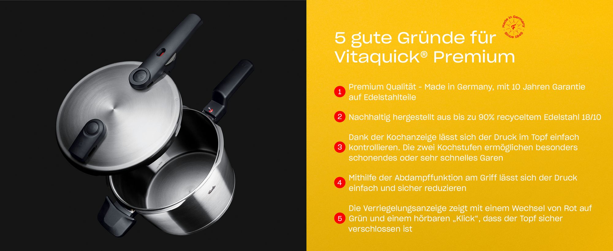 Fissler Vitaquick Schnellkochtopf (10 L, Ø 26 cm)