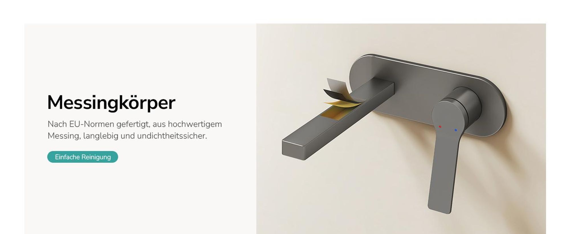 EMKE Wasserhahn Badarmatur 288x210x70mm Einhebel Mischbatterie, Warm und Kalt Waschbecken Armatur, Wandmontiert Waschtischarmatur - Anthrazit Matt