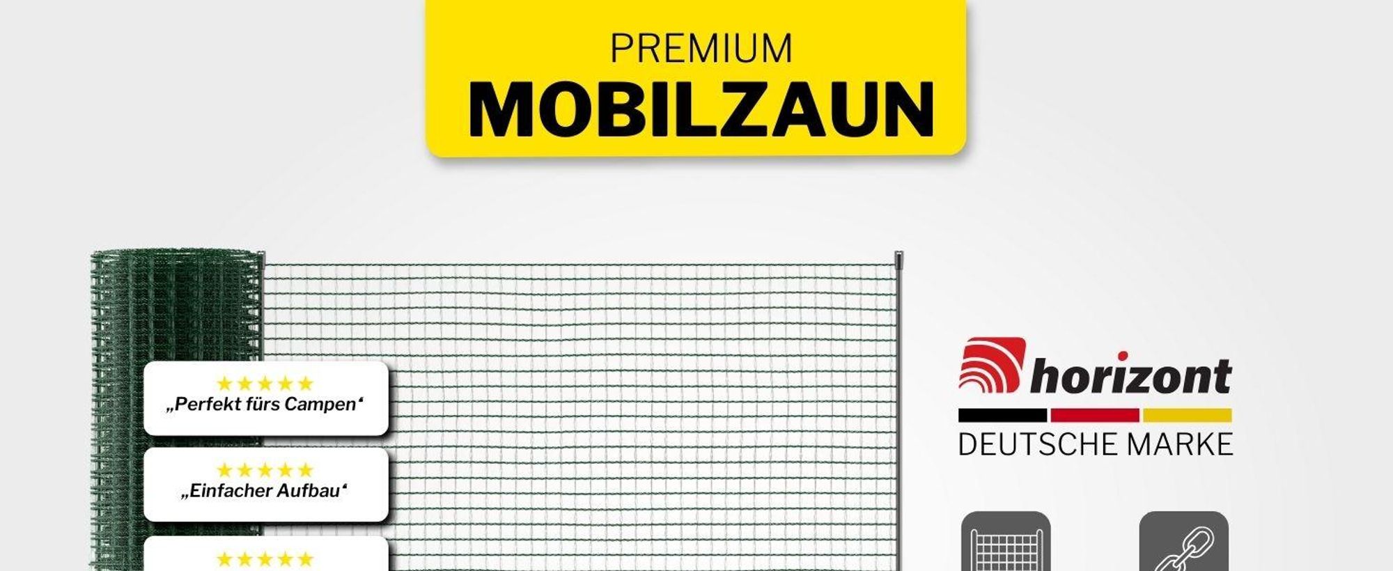 horizont Begrenzungszaun FIX 15 m x 65 cm – mobiler Zaun für Welpen, kleine Hunde und Kleintiere