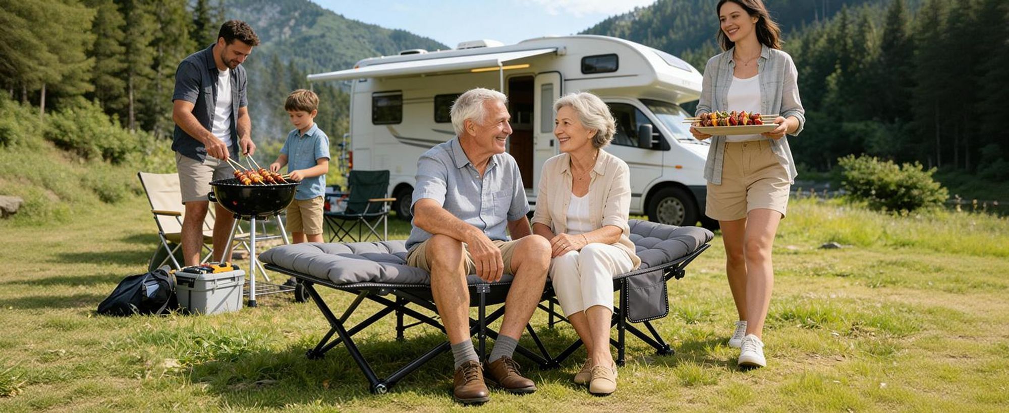 Sekey 202 x 80 x 45 cm XXL Tragbares Feldbett mit Matratze, Feldbett Klappbett Tragfähigkeit 200KG Campingbett, Grau