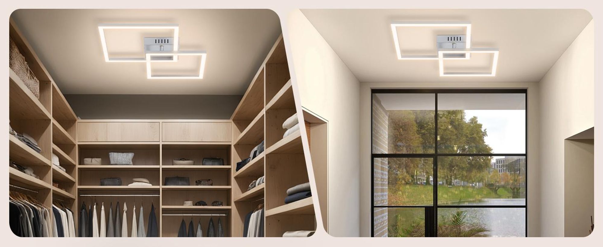 ZMH Deckenlampe LED Deckenleuchte Küche 20W Küchenlame 3000K Warmweiß Schlafzimmerlampe Silber Flurlampe Eckig Deckenleuchten für Flur Esszimmer