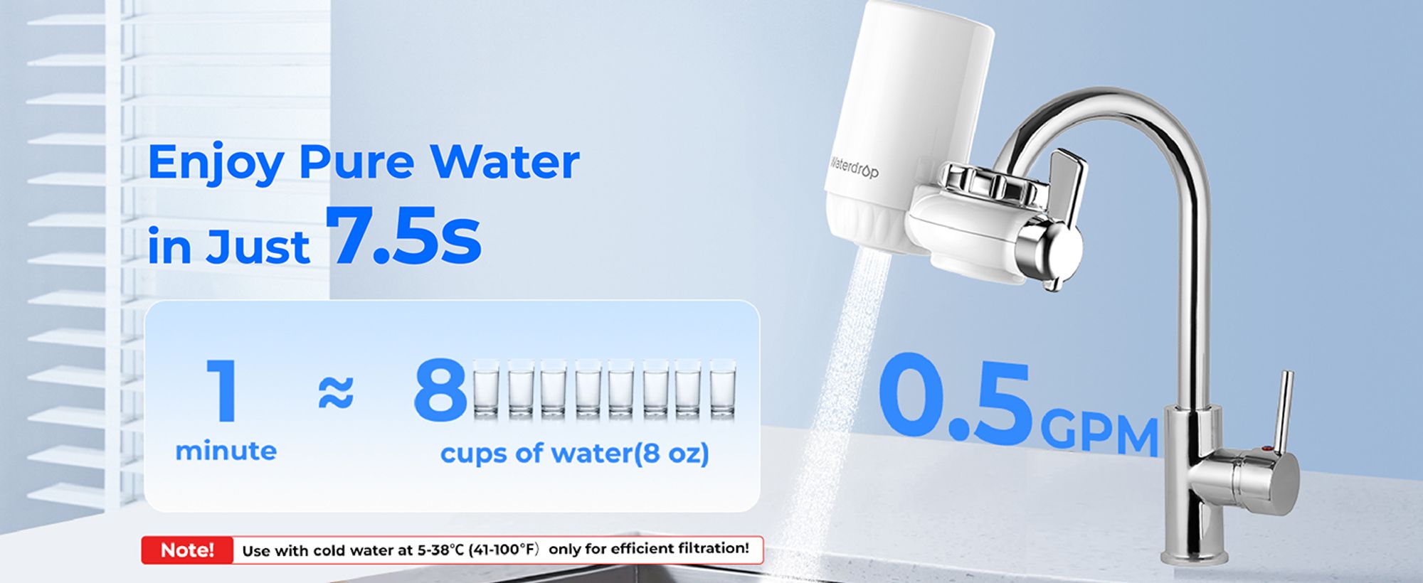 Waterdrop Wasserhahn Filter, NSF/ANSI Standard Filtrationssystem mit Ultra Adsorptivem Material, WD-FC-04