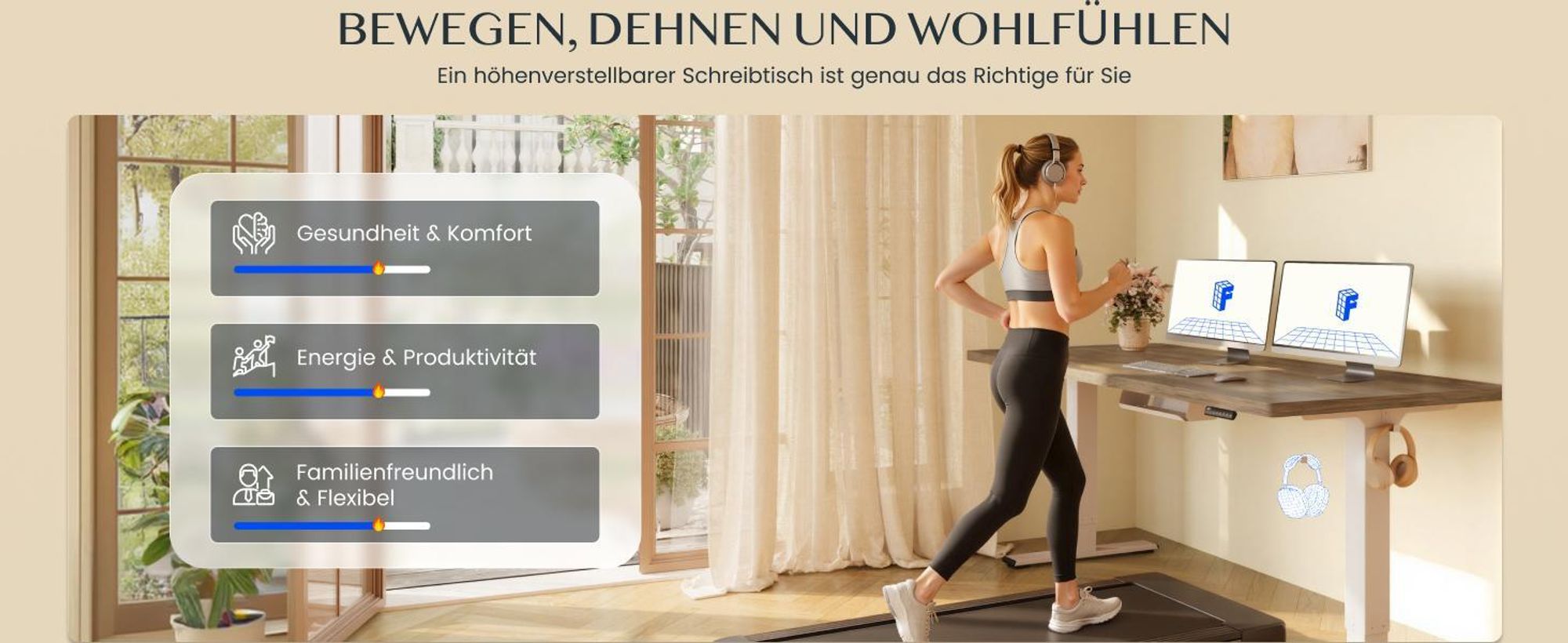 FLEXISPOT E1 Pro Elektrisch Höhenverstellbarer Schreibtisch EU, 160x80cm 25MM EINTEILIGE TISCHPLATTE Doppelmotor 120KG Tragkraft Kaffee-Eiche Optik