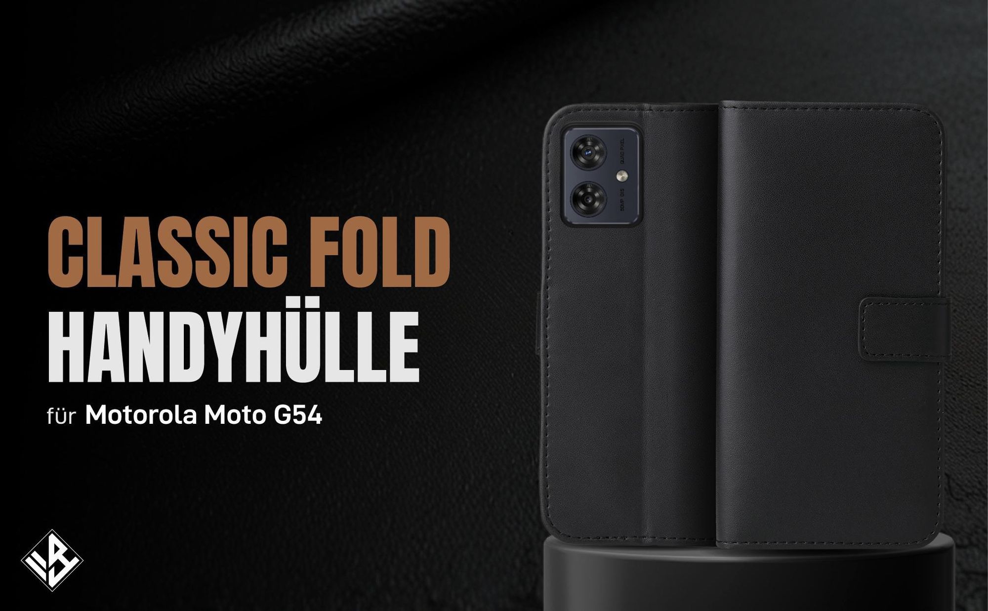 Schwarze Klapphülle für Motorola Moto G54 mit Wallet-Funktion