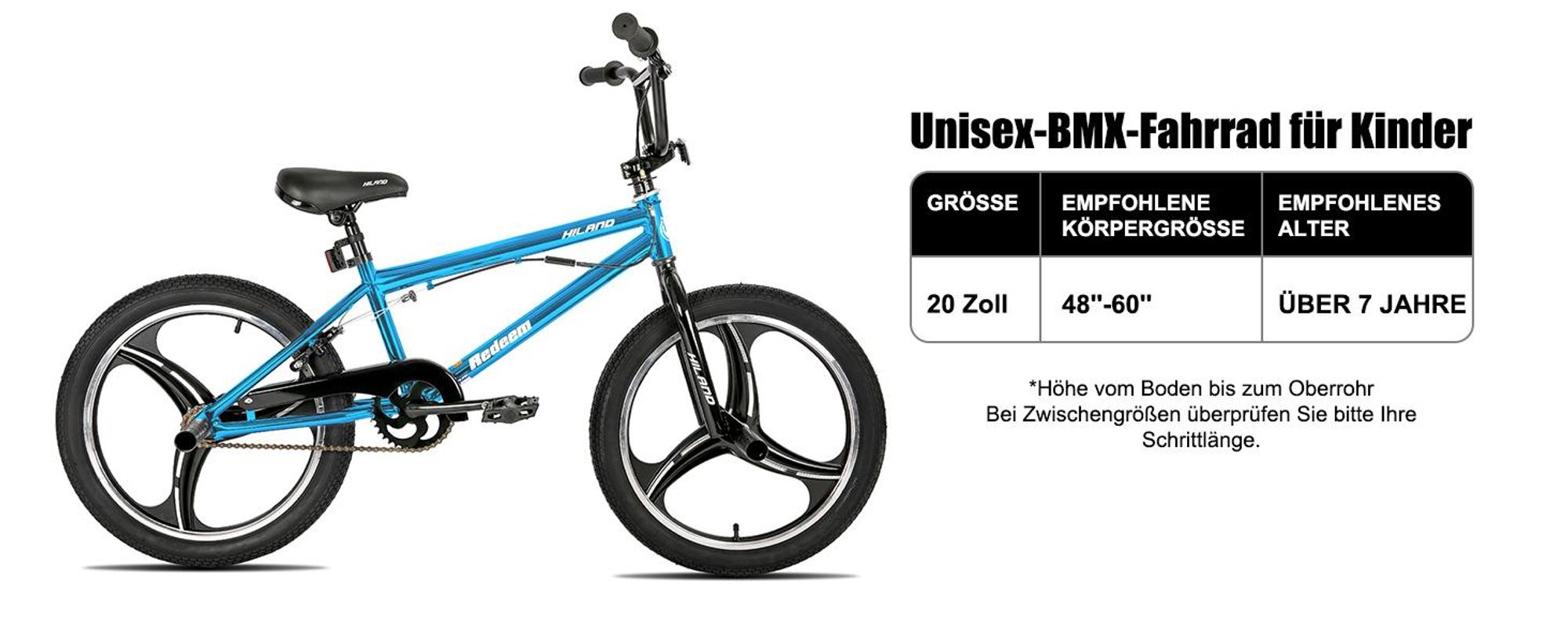 Hiland 20 Zoll 5 Multiple Speichen Kinder BMX Fahrrad für Jungen Mädchen ab 7 8 9 10 Jahre alt, 360 Grad Rotor Freestyle, 4 Pegs Single Speed Kinder