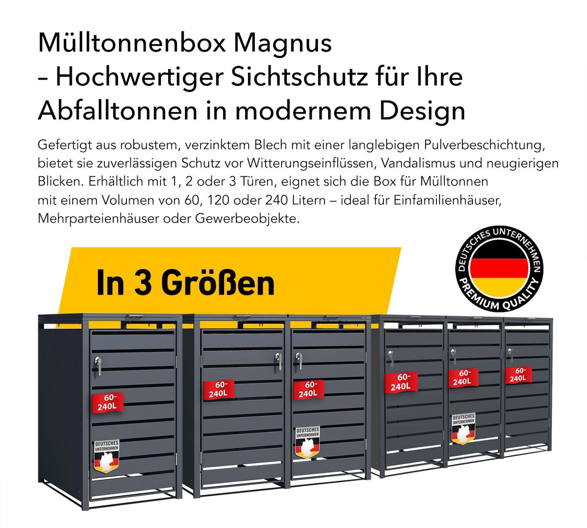 Mülltonnenbox Magnus Wetterfeste Anthrazitfarbene Mülltonnenverkleidung für 1 Tonne