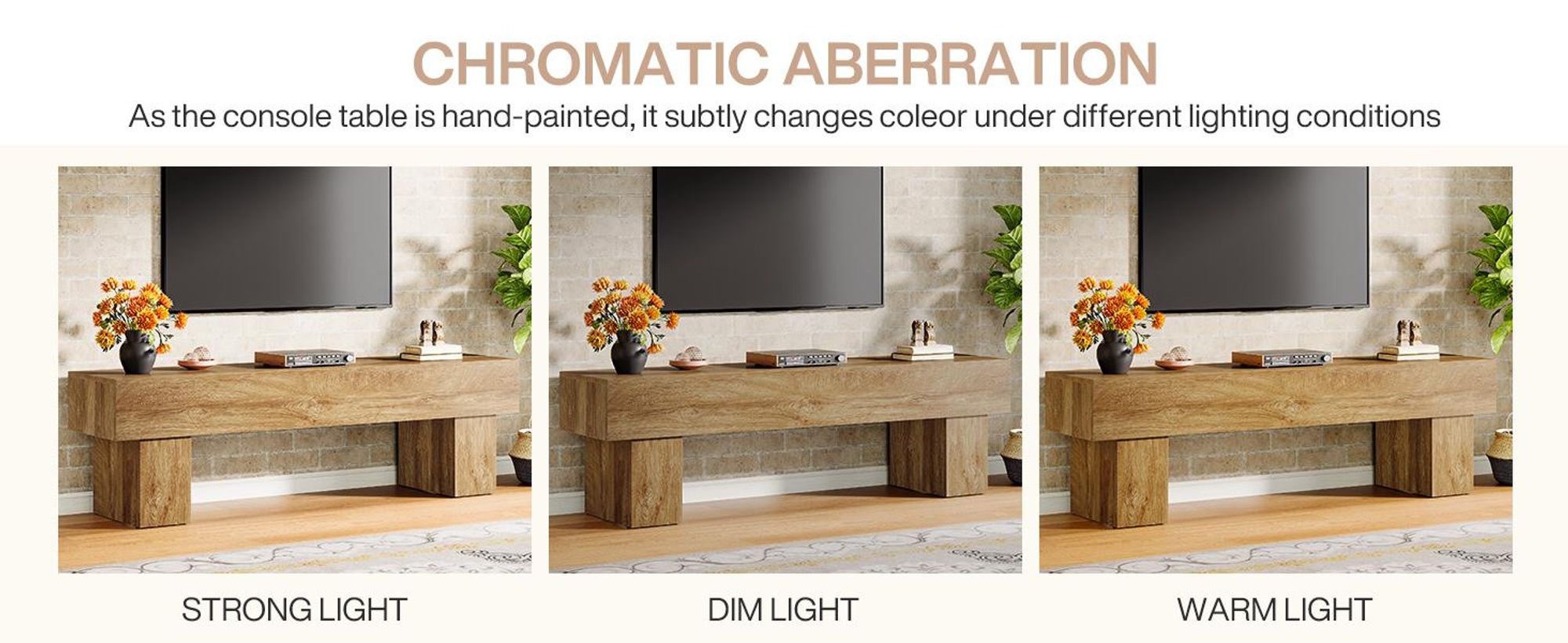 Tribesigns 160 cm TV-Schrank, niedriger TV-Konsolentisch für Wohnzimmer, 40 x 160 x 50 cm, Fernsehschrank für 140-165 cm Fernseher