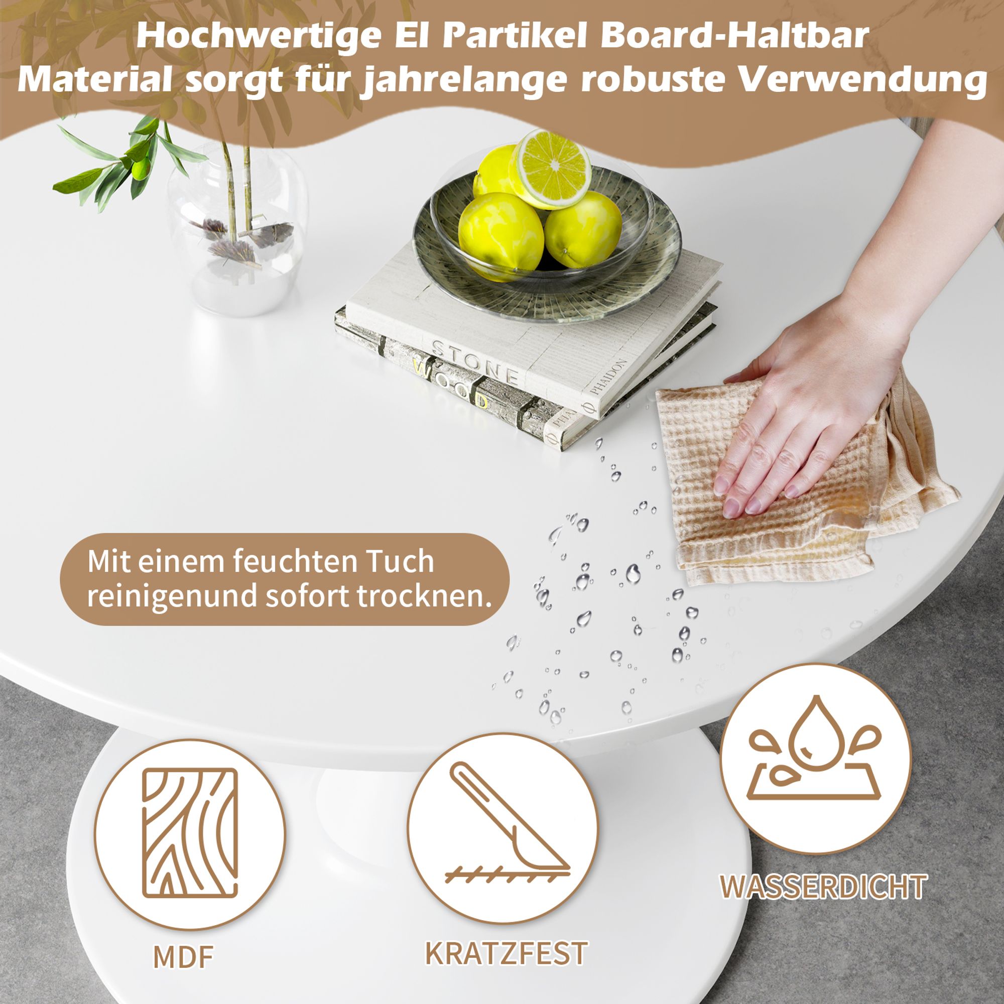 TWSOUL Esstisch Moderner Esstisch Rund, Küchentisch Esszimmertisch Ø 80