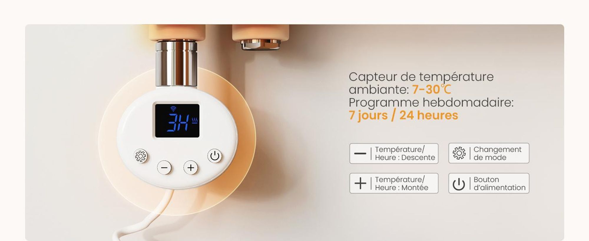 Radiateur de salle de bain EMKE électrique avecvia application Wi-Fi Thermostat Sèche-serviettes 762 x 400 mm Blanc Porte-serviettes 400 W Sèche-serviettes