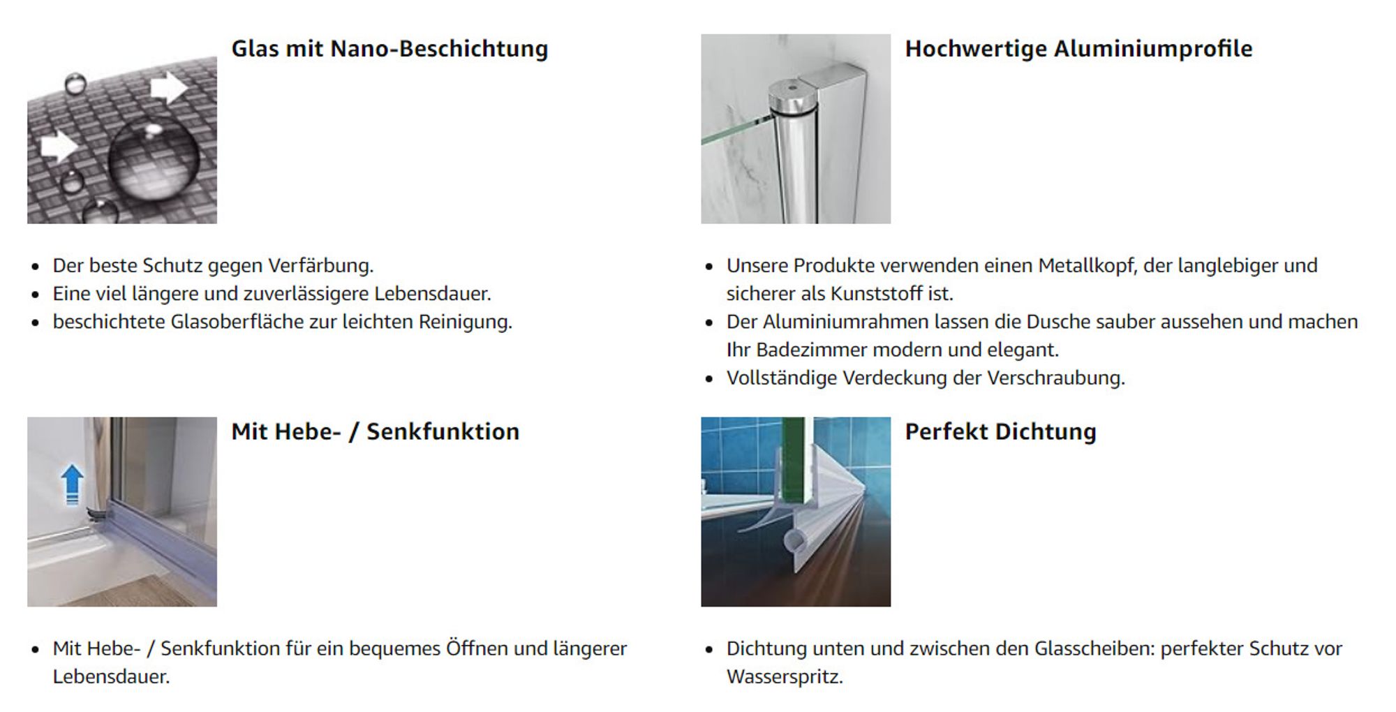 Duschkabine Falttür Eckeinstieg Dusche 180° Schwingtür Duschwand mit Seitenwand NANO ESG 197cm Höhe