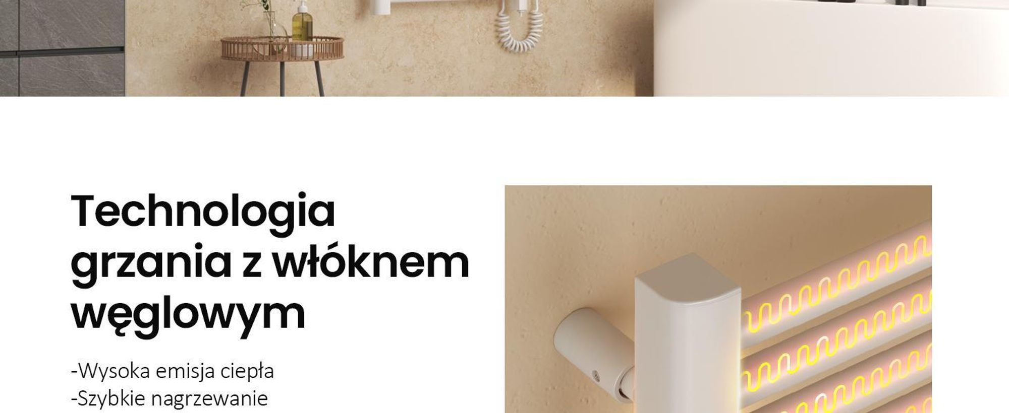 EMKE Grzejnik łazienkowy elektryczny 960x540 mm, 500W biały, timer dotykowy i programator tygodniowy, suszarka do ręczników