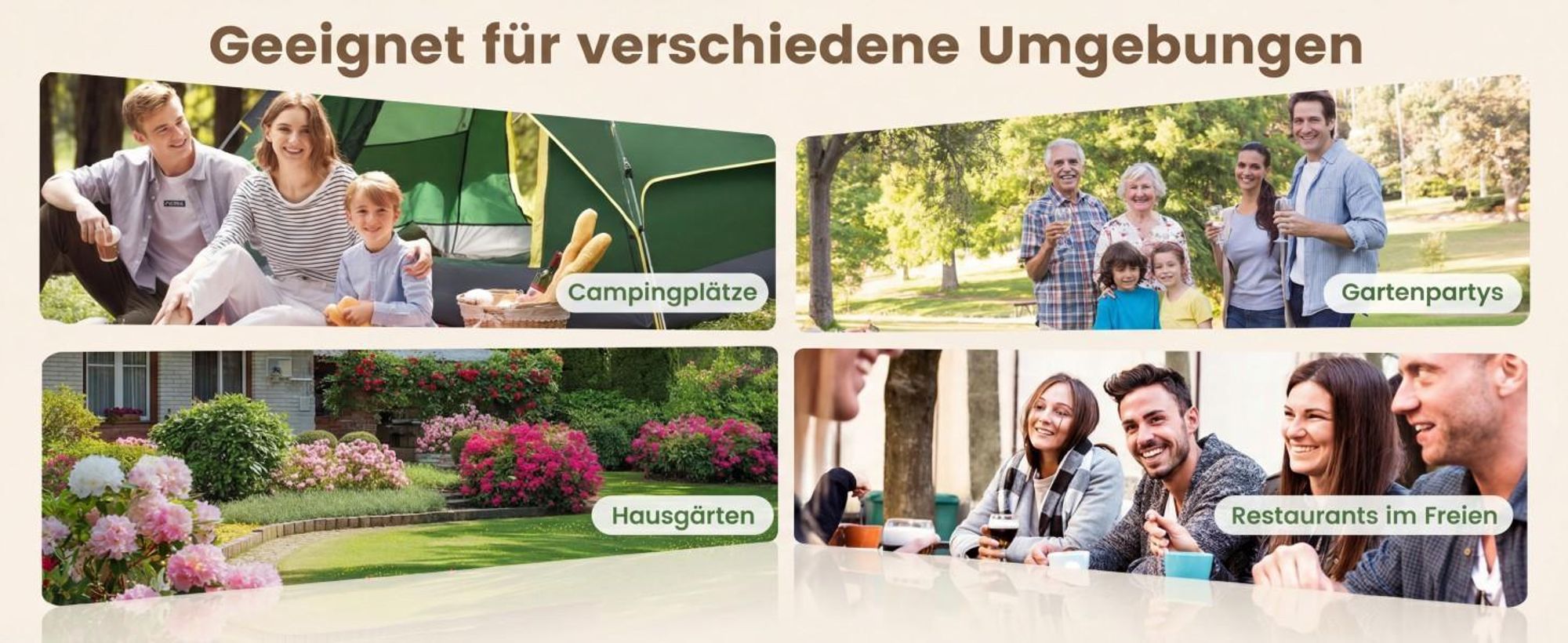COSTWAY Gartenmöbel-Set für 8 Personen, Gartentisch mit Schirmloch & 4 Bänken, Picknicktisch Set rund, Sitzgarnitur Holz, Sitzgruppe Braun