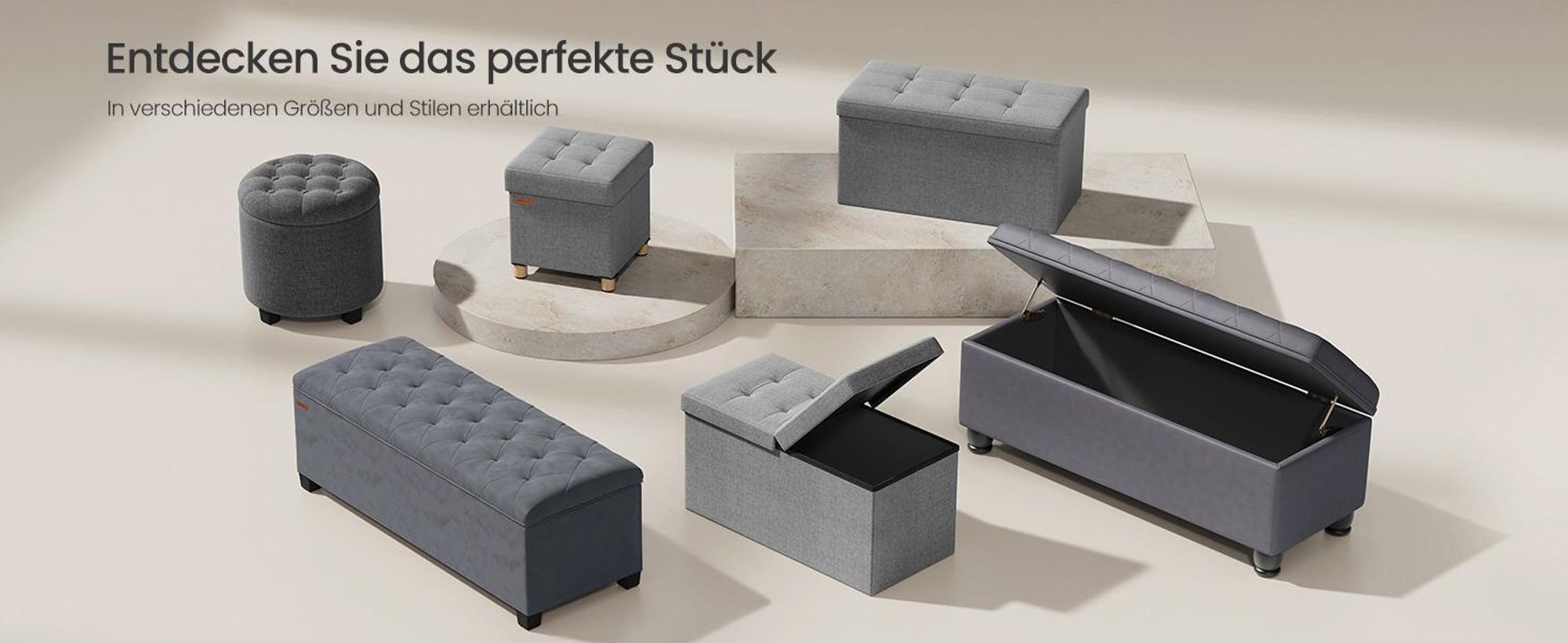SONGMICS Sitzhocker mit Stauraum, Sitzbank mit Beinen, 40 x 110 x 40 cm Fußbank, Aufbewahrungsbox, bis 300 kg belastbar