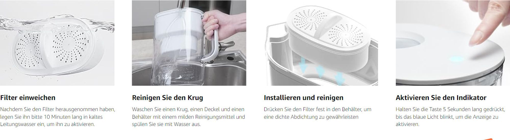 Waterdrop Lucid Wasserfilter Krug mit 1 x 90 Tage Filter, 3,5 L, reduziert Kalk, Chlor, Blei, Kupfer im Wasser, NSF , BPA-frei, weiß