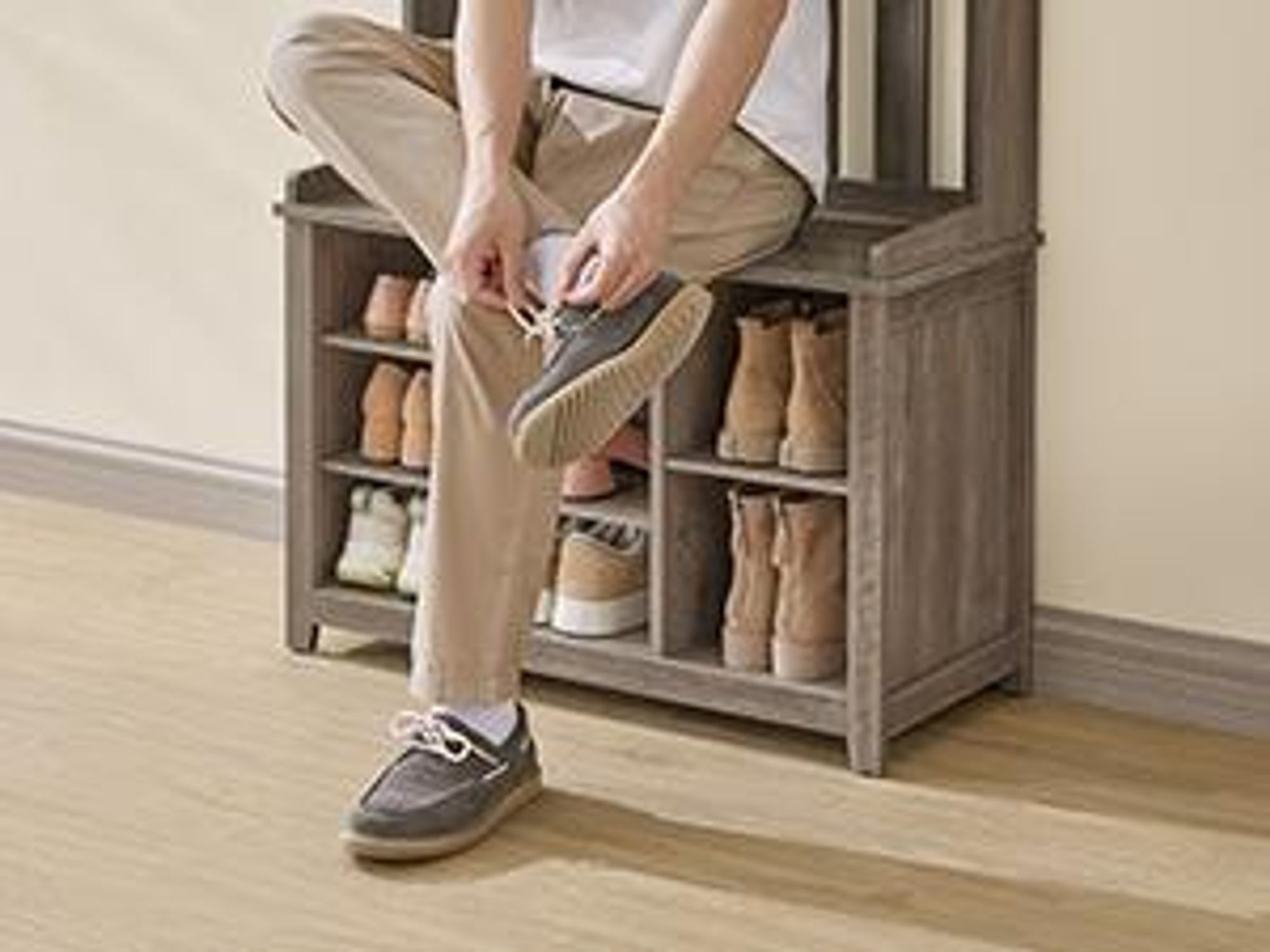 VASAGLE Garderobenständer, Kleiderständer, Schuhbank, Garderobe mit Ablage
