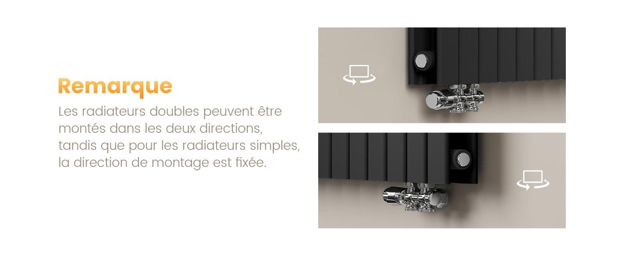 EMKE Radiateur plat Radiateur panneau design Noir Vertical Double couche 1600x 300 mm 966W sans thermoplongeur