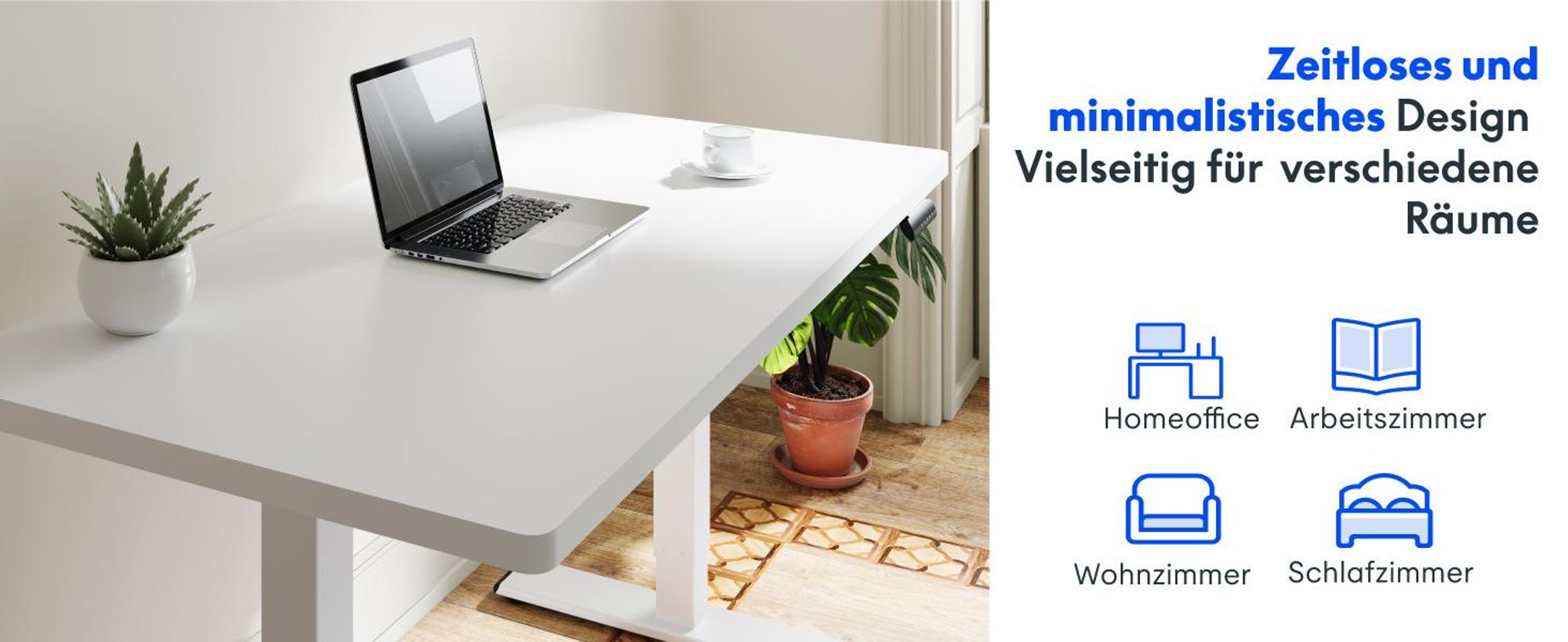 FLEXISPOT Höhenverstellbarer Schreibtisch  EU, 22mm Einteilige Tischplatte 160x80cm, Elektrisch mit 2 starken Motoren, 4 Memory-Funktion (Weiß)