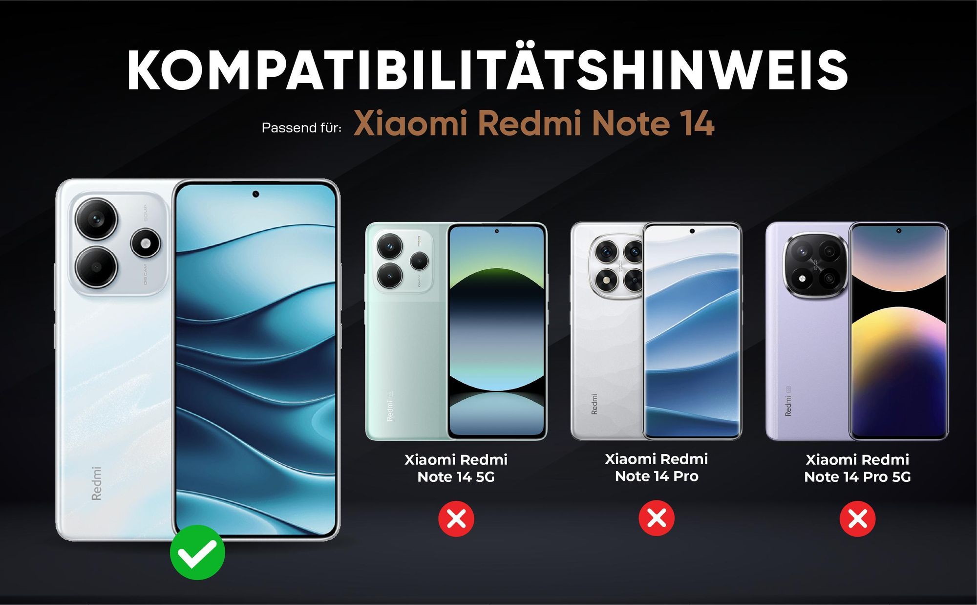 Kompatibilitätshinweise Hülle für Xiaomi Redmi Note 14