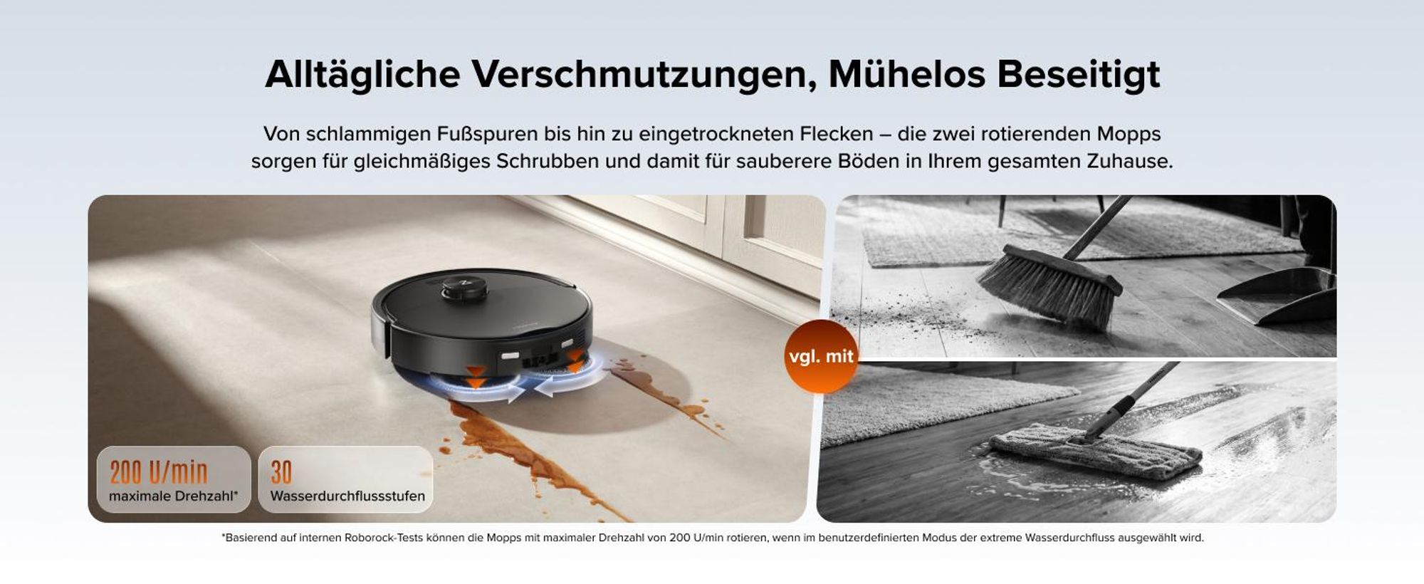 roborock Qrevo 2 Pro Set Saugroboter, 25.000 Pa Saugkraft, Anti-Tangle-System, 75°C Heißwasser-Moppwäsche, FlexiArm-Kantenwischsystem, Schwarz