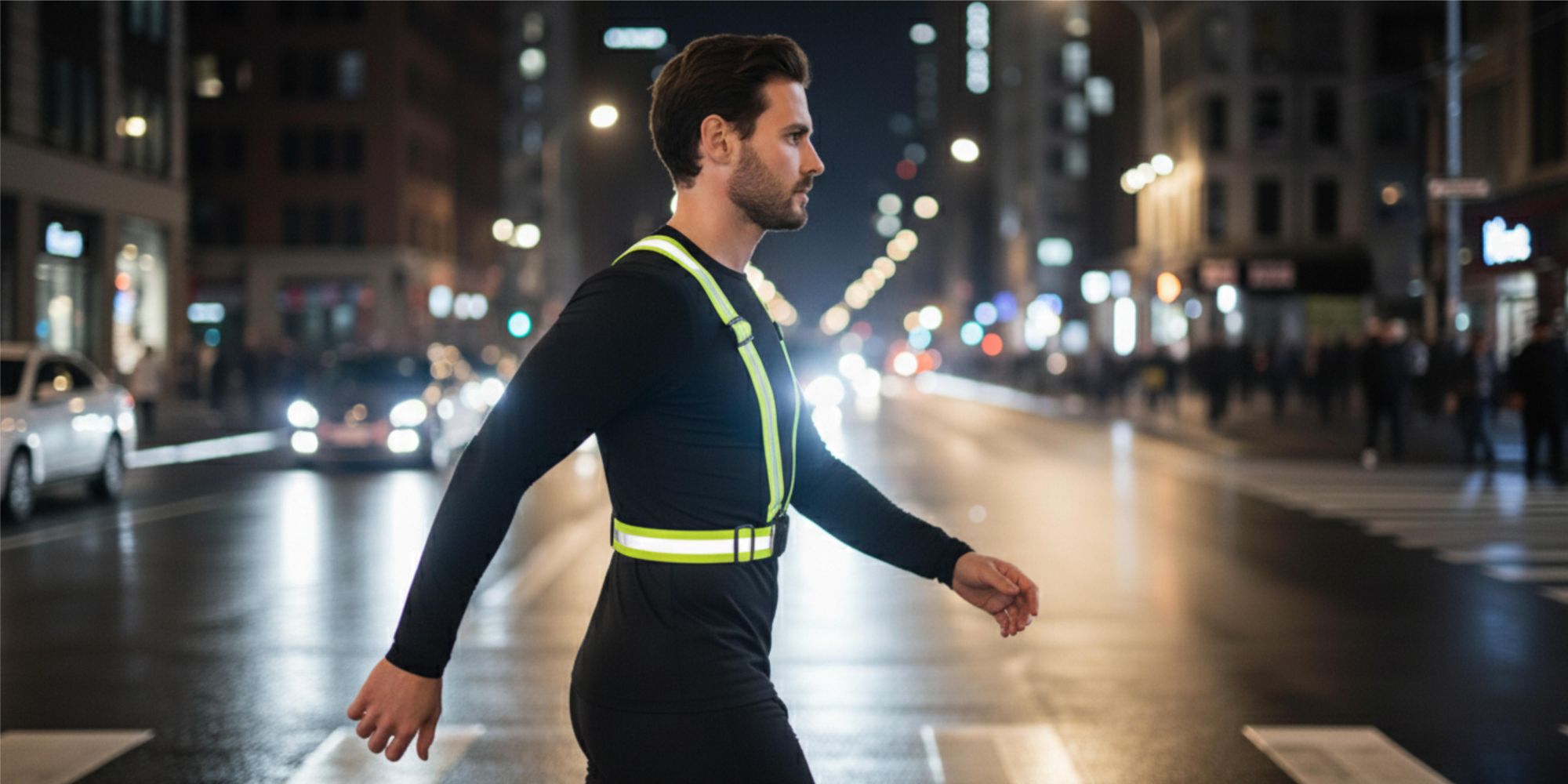 Reflektierende Weste Sicherheitsgeschirr verstellbar, Reflektor Hosenträger für Fahrrad Motorrad Laufen & Joggen, EVI SPORT ActiveStride Neongelb