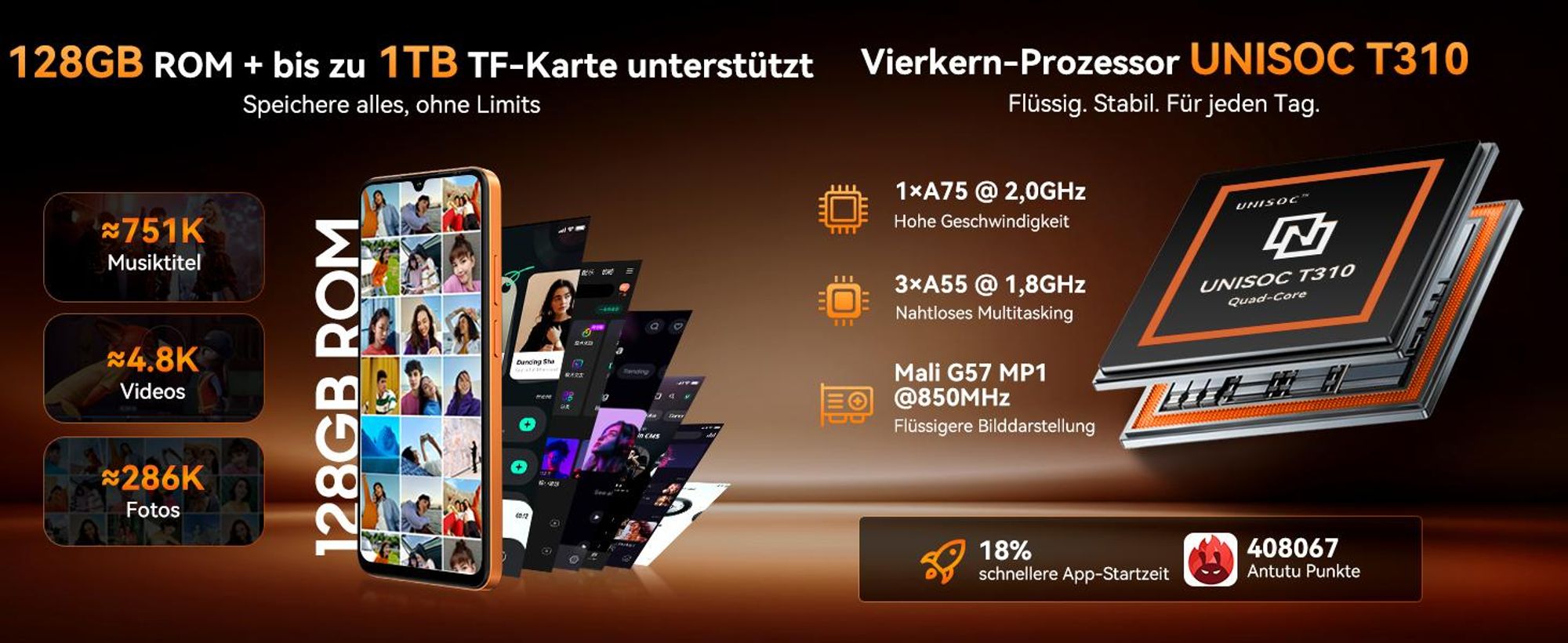 Blackview Wave 10C smartphone Ohne Vertrag, Android 16, 6.88", 120Hz, 1080p, Dual SIM, Face ID, 5000 mAh, Gemini AI, DokeOS 5.0, 1080p, 4G