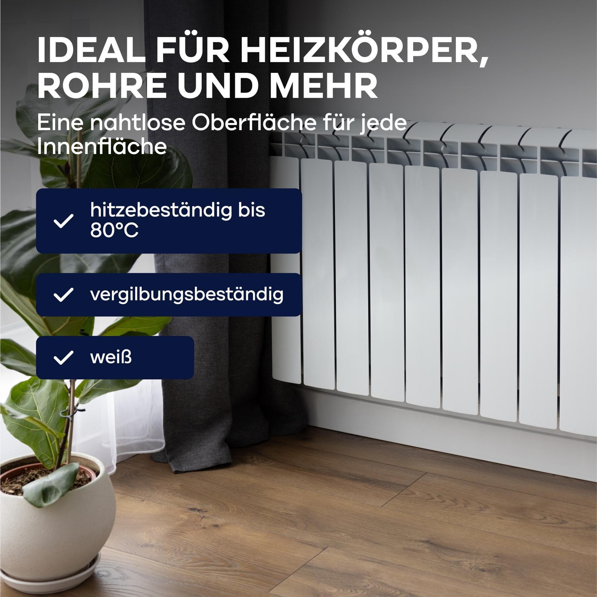 Plid Heizkörperlack LH 0,75L für ca. 9m², Weiß Glänzend / hitzebeständiger Lack bis 80°