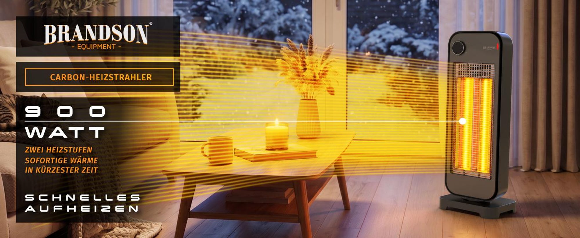 Brandson Carbon-Heizstrahler 900 W, Übersicht