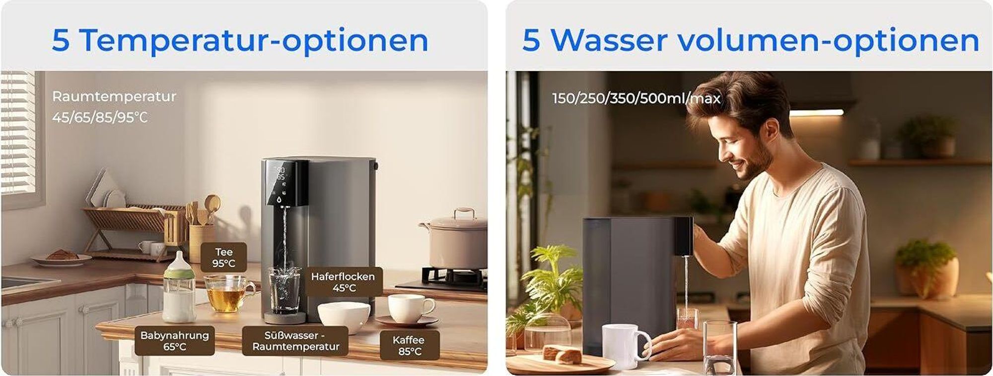 Waterdrop CoreRO Auftisch Umkehrosmose-System mit 1 zusätzlichen Ersatz-Wasserfilter(WD-C1RF), Sofortiger-heiß Wasserspender, 5 Temperaturoptionen, 6-stufige Filtration